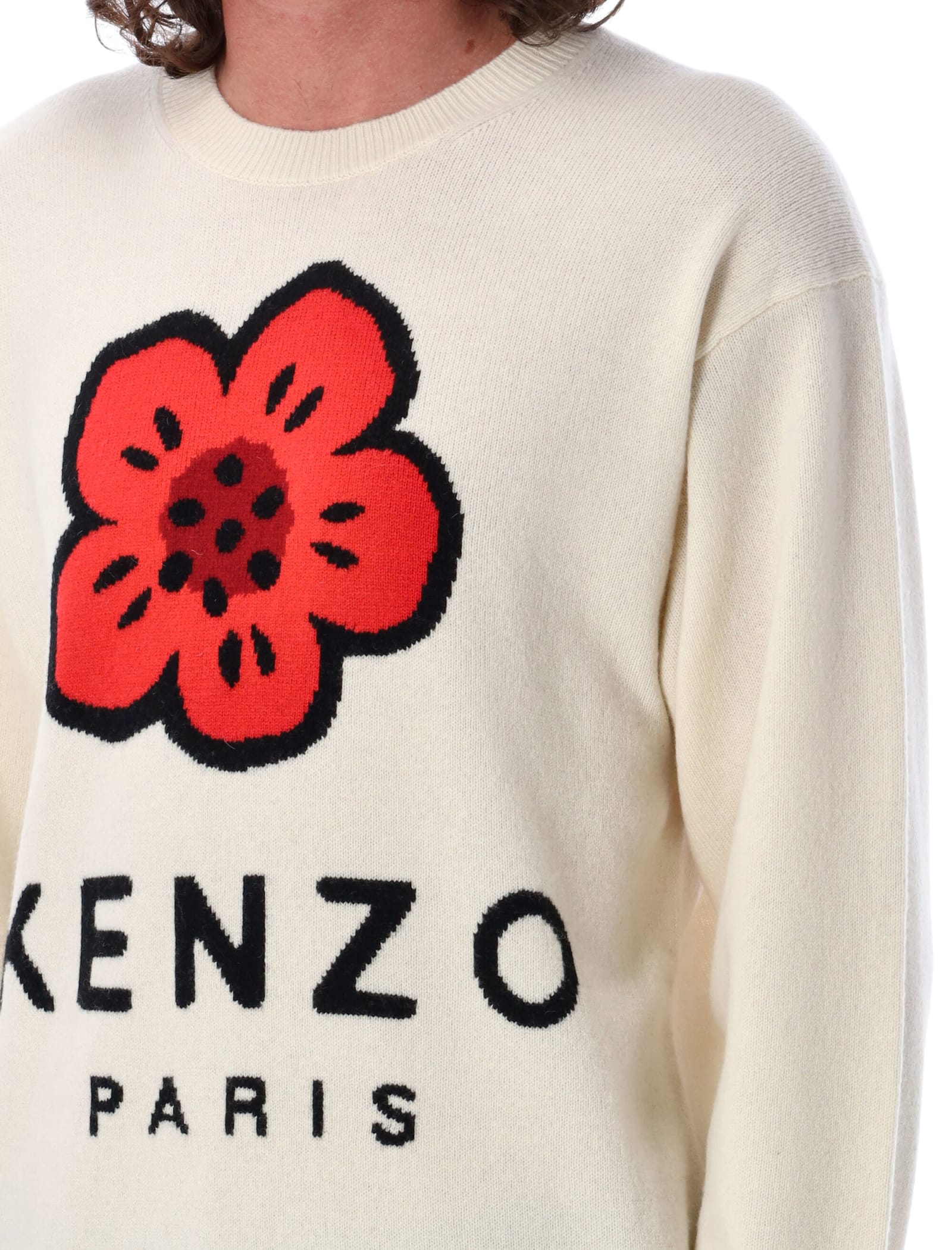 Shop Kenzo Boke Flower Jumper In Ecru