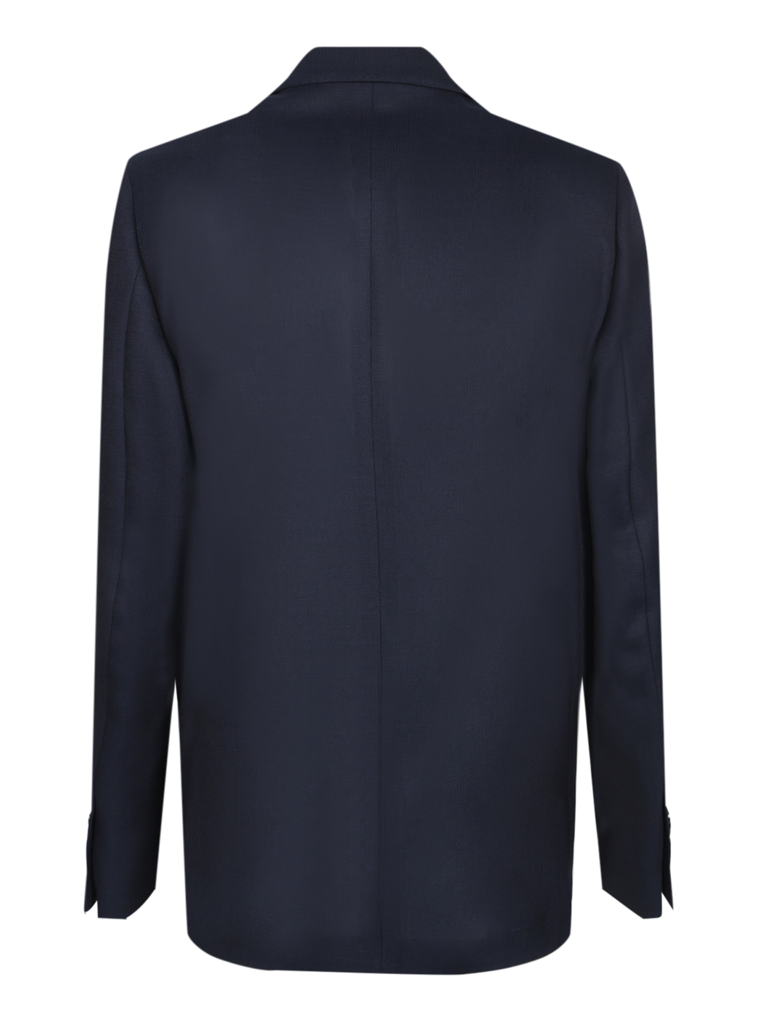 Lardini Blue Hopsack Wool Jacket In Black