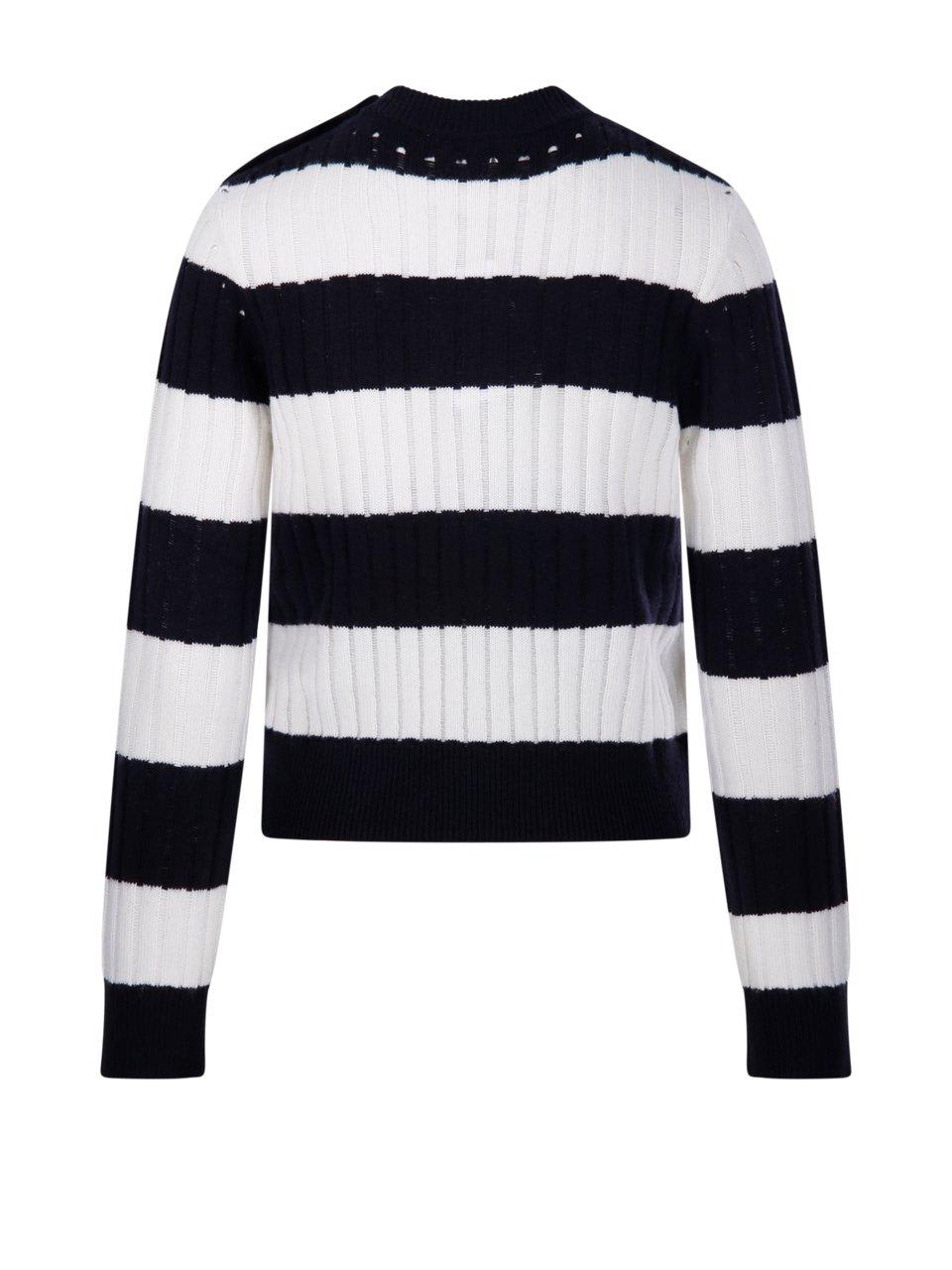 Max Mara Striped Crop Sweater In Wool And Cashmere In Panna/cacha
