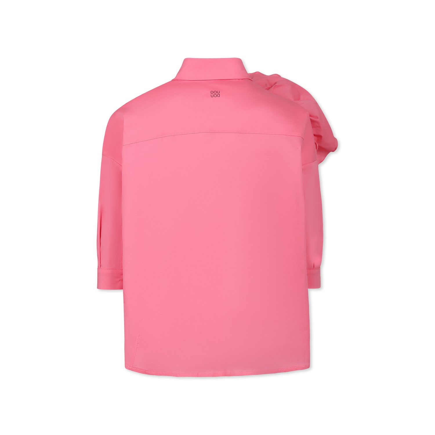 Shop Douuod Pink Shirt For Girl With Roses In Fuchsia