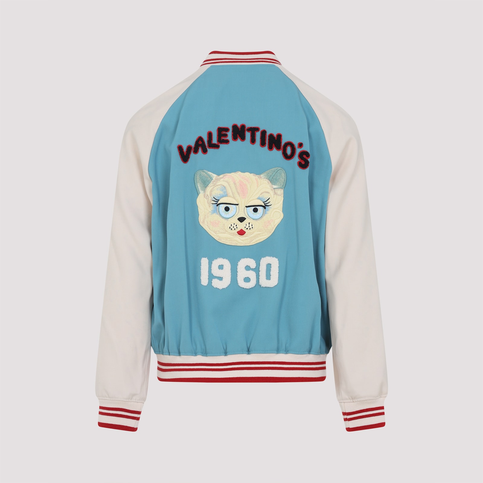 Valentino Le Chat De La Maison Wool Bomber Jacket In Blue