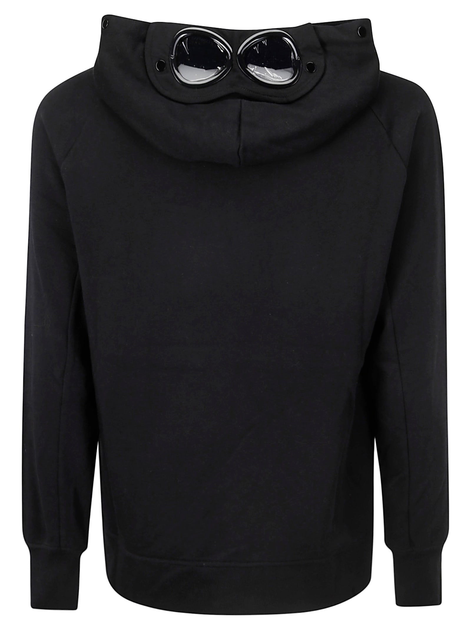 Shop C.p. Company Diagonal Raised Fleece Goggle Hooded Sweatshirt In Black