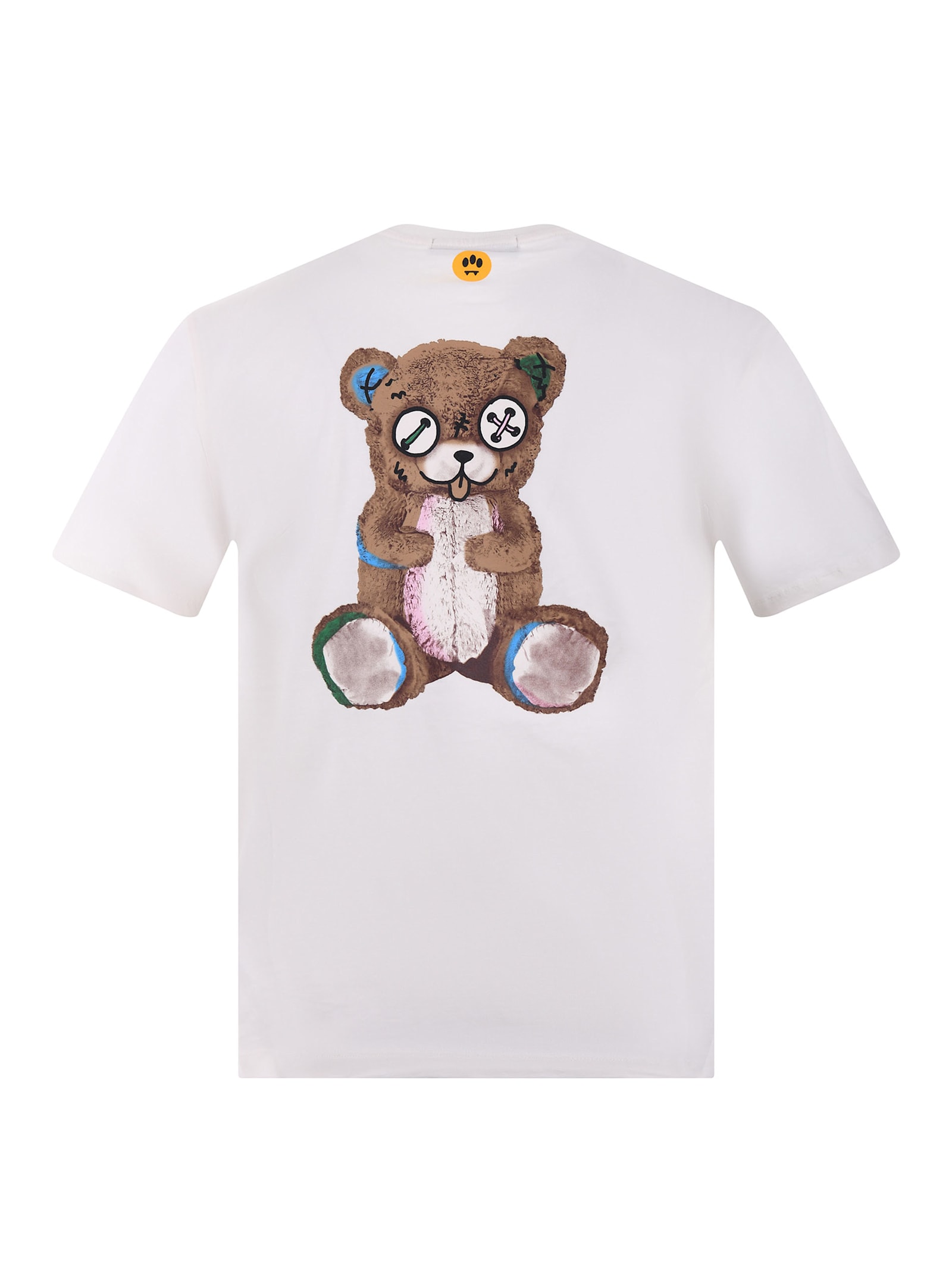 Barrow Cotton T-shirt With Teddy Print In Off White
