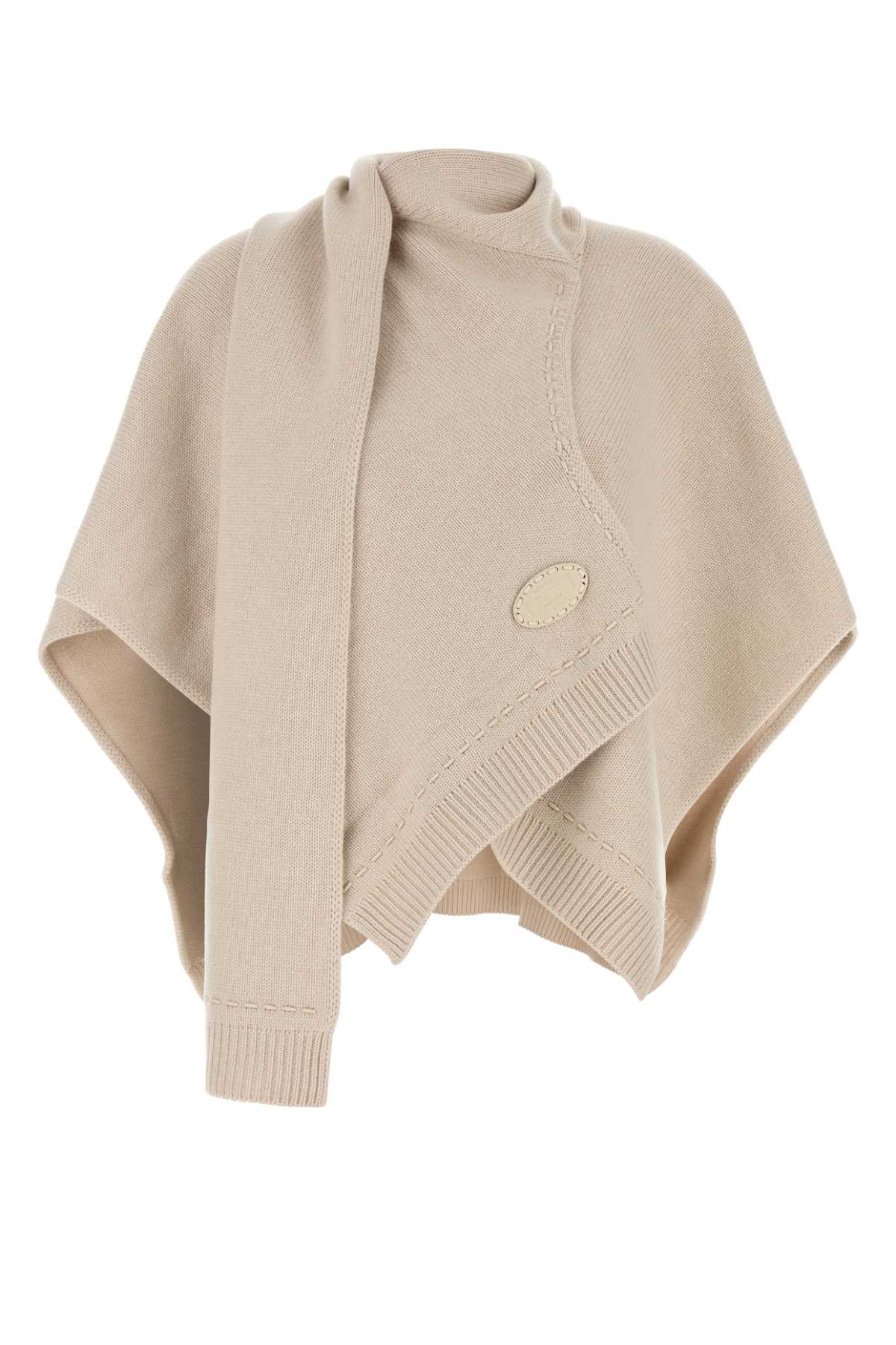 Fendi Sand Cashmere Poncho