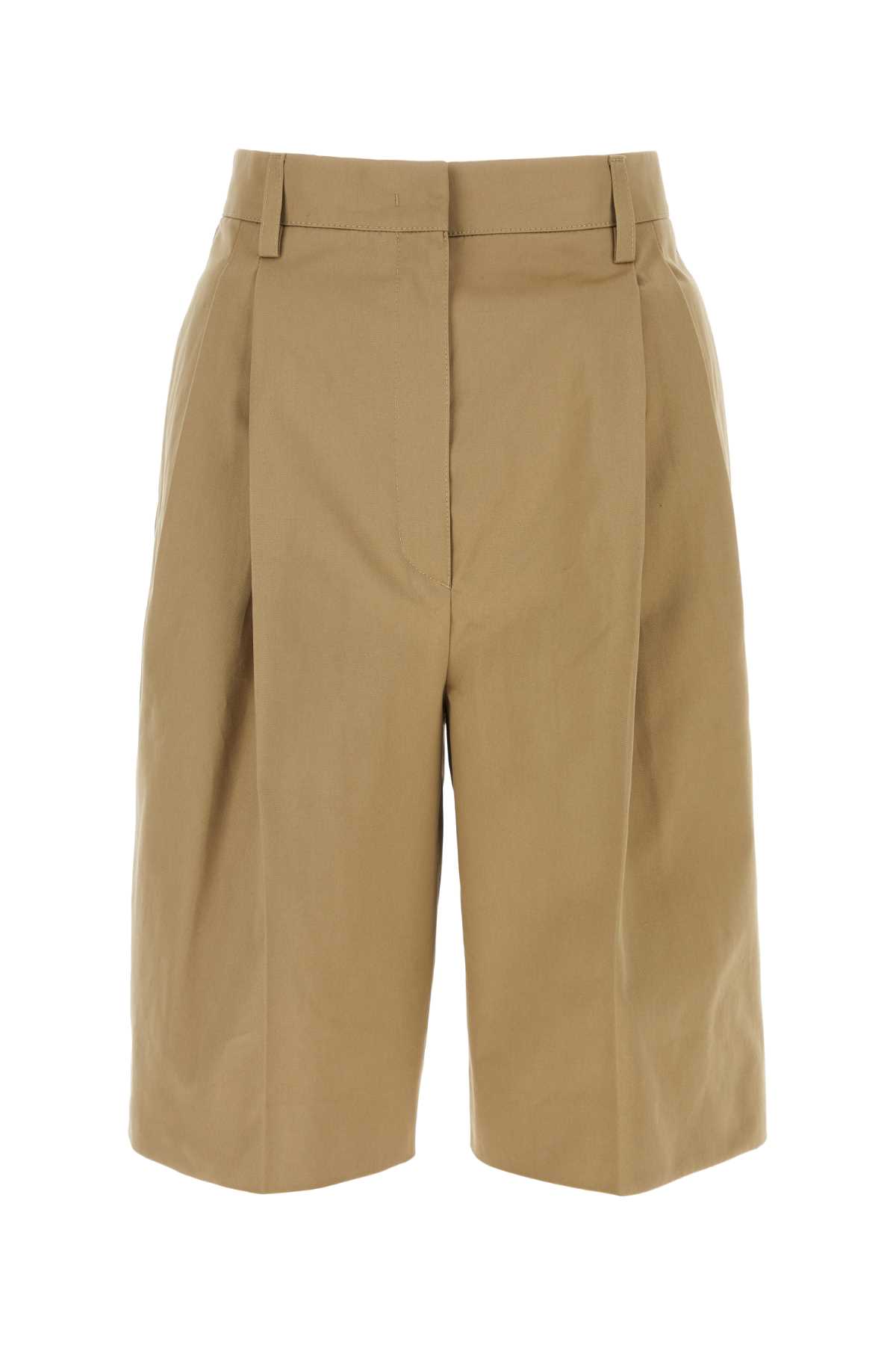 Shop Prada Beige Cotton Bermuda Shorts In Kaki