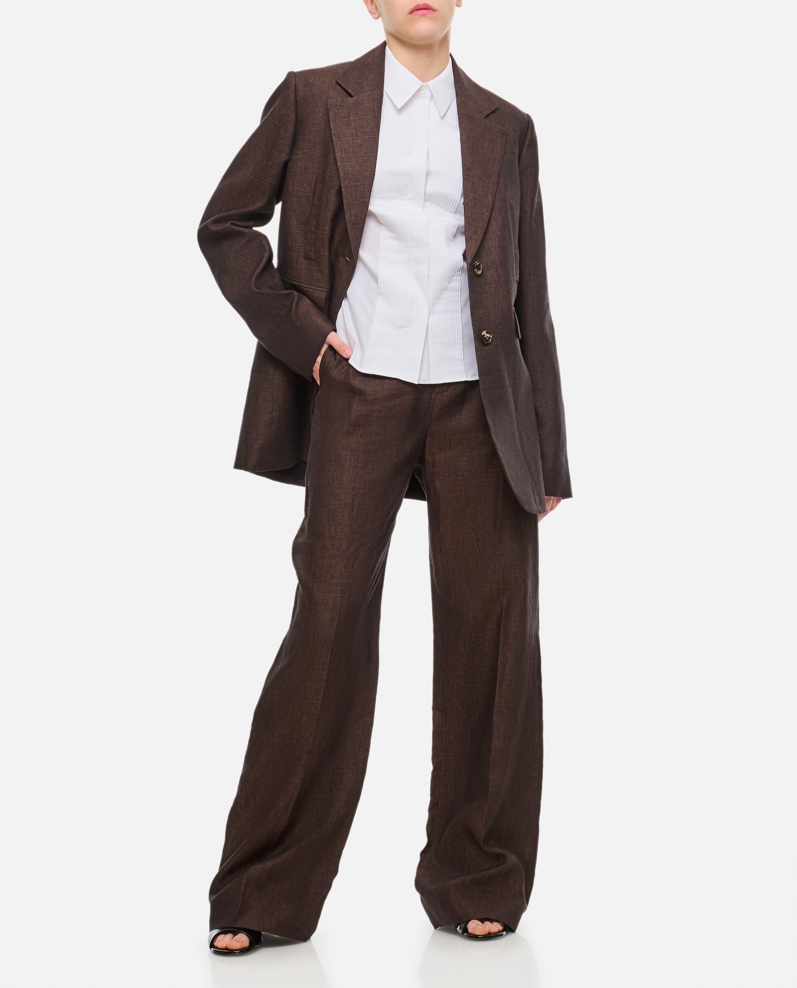 Shop Loewe High Waisted Trousers In Brown