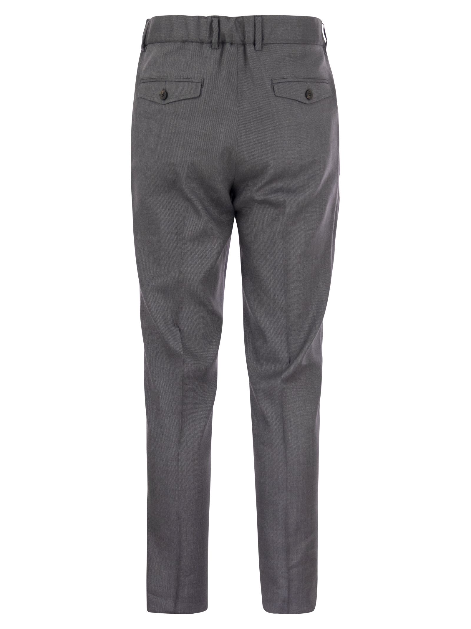 Shop Peserico Virgin Wool And Linen Blend Trousers In Grey