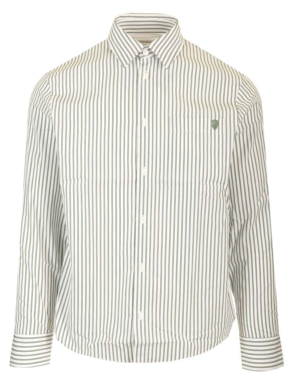 Burberry Shirt Striped Pattern Collar Button-down In Coniferchalk