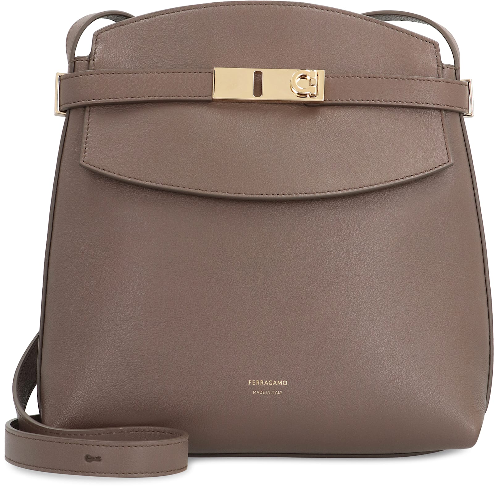 Shop Ferragamo Leather Crossbody Bag In Brown