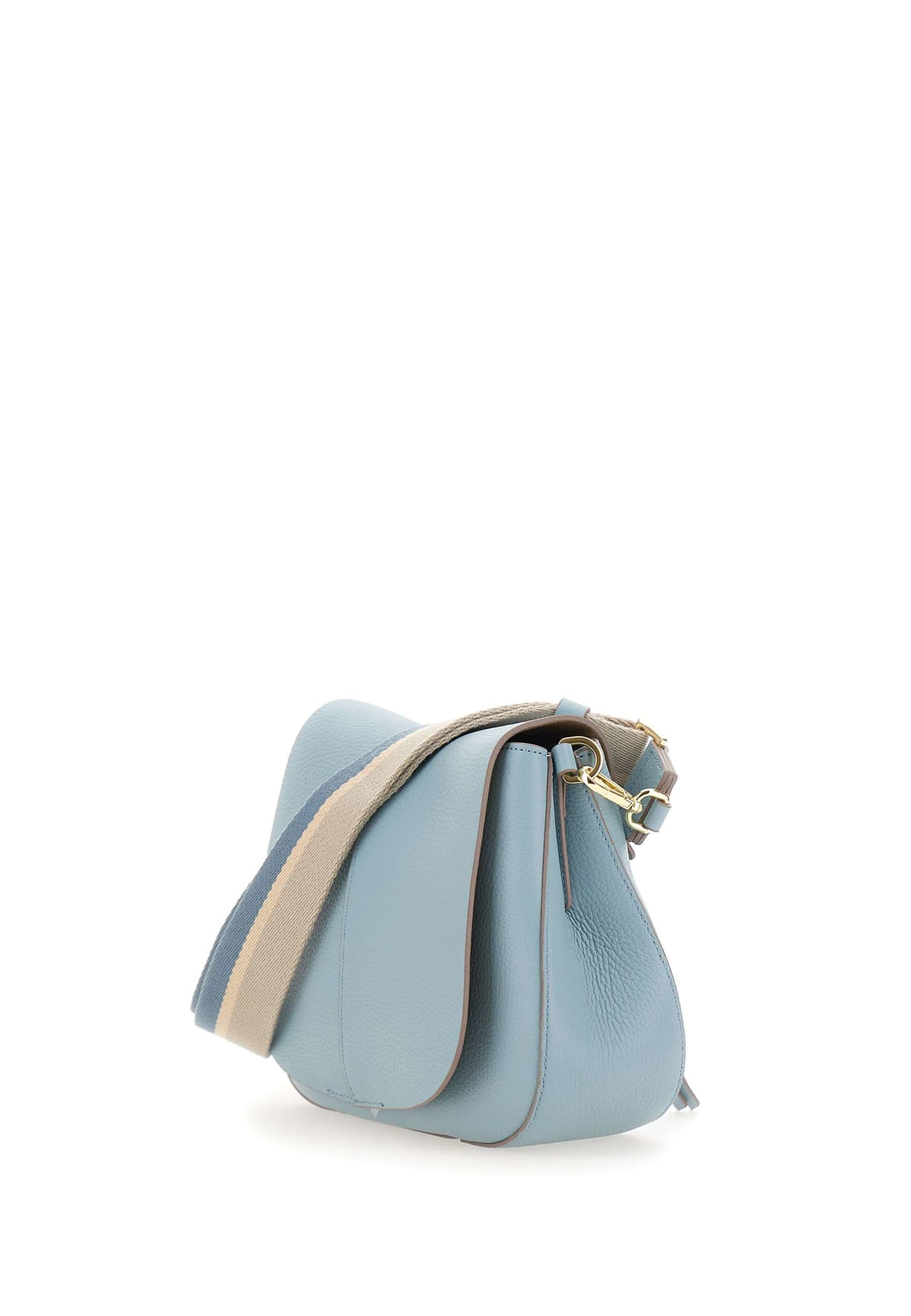 Shop Gianni Chiarini Helena Round Leather Bag In Light Blue