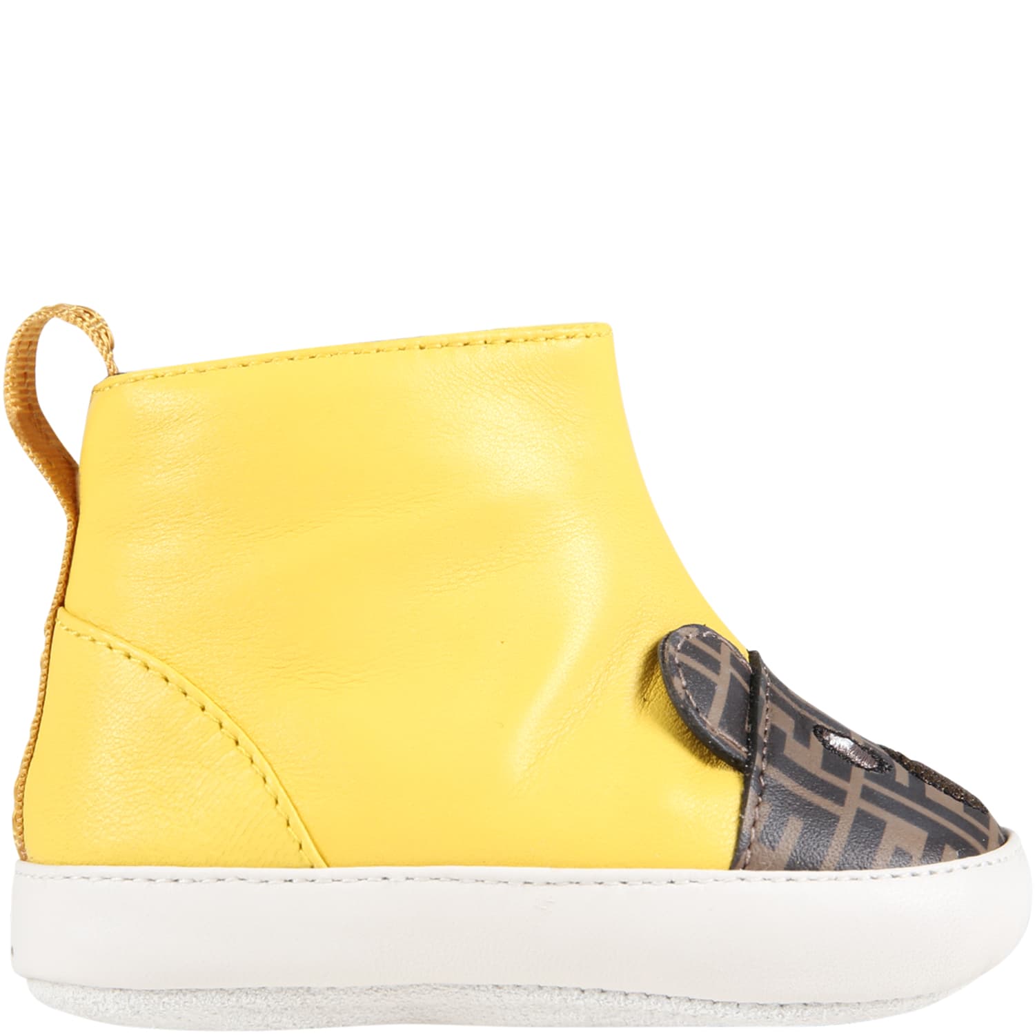 Fendi Yellow Boots For Baby Kids Wih Bear