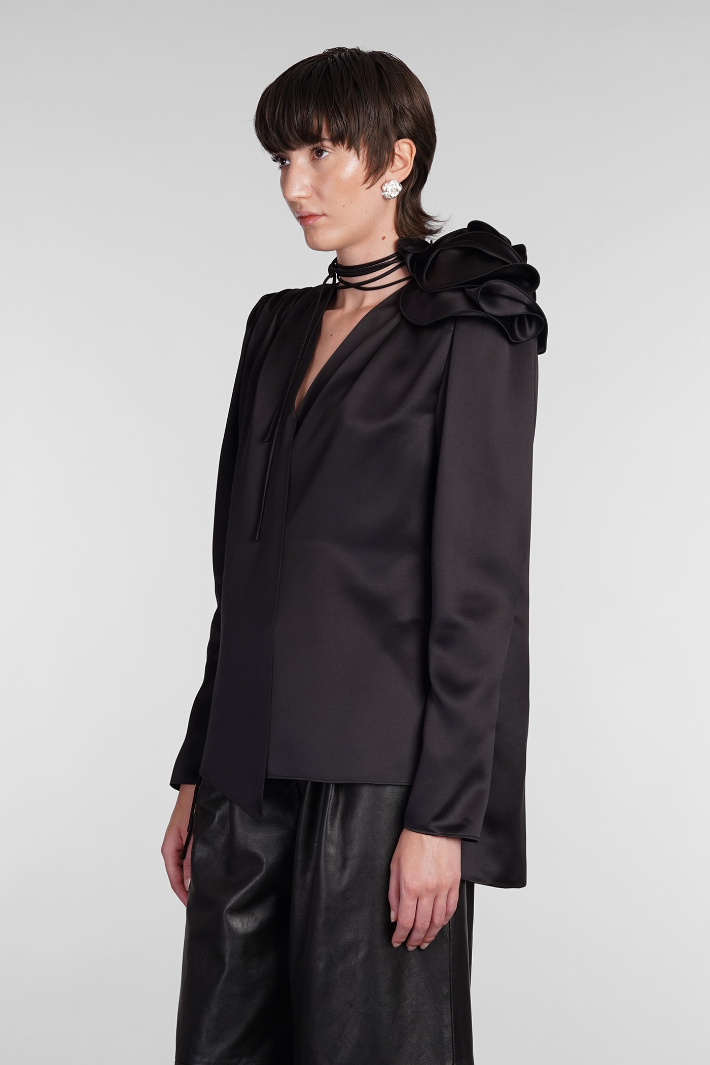 Shop Magda Butrym Blouse In Black Silk