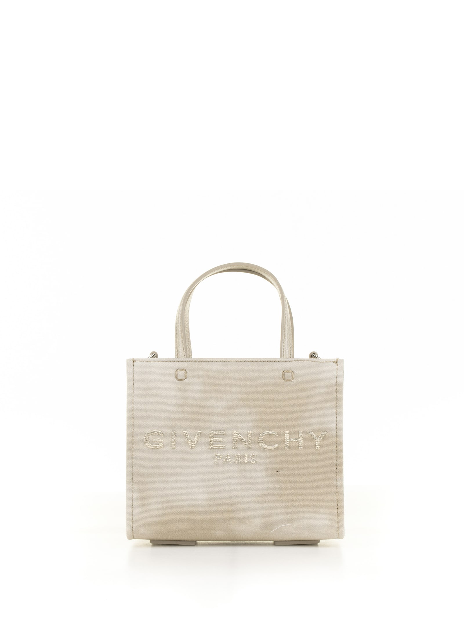 Shop Givenchy Mini Tote Bag In Tie-dye Canvas In Dusty Gold