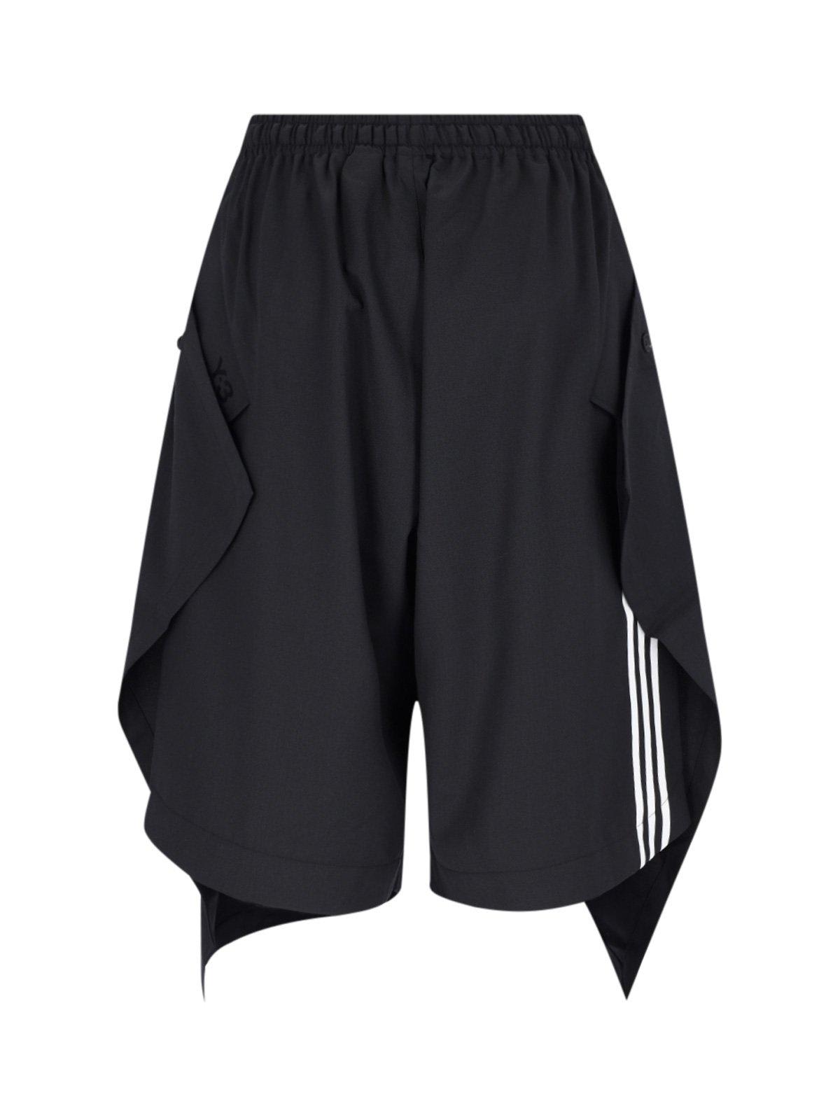 Shop Y-3 Stripe Detailed Layered Effect Shorts In Black