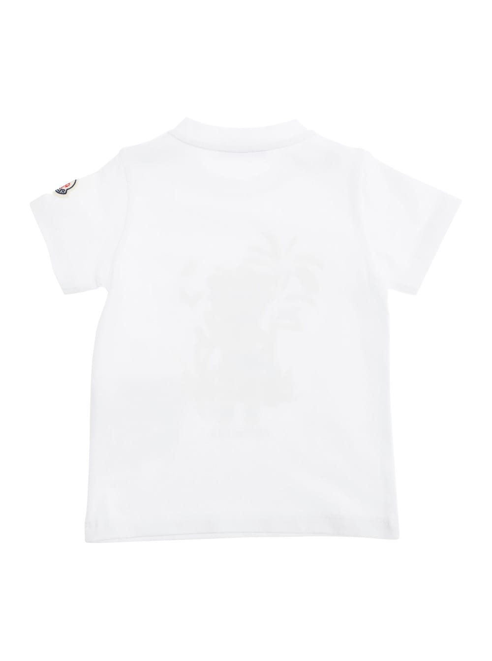 Moncler White T-shirt With Maxi Logo Print On The Front And Button Closure On The Sleeve In Cotton Stretch B In White