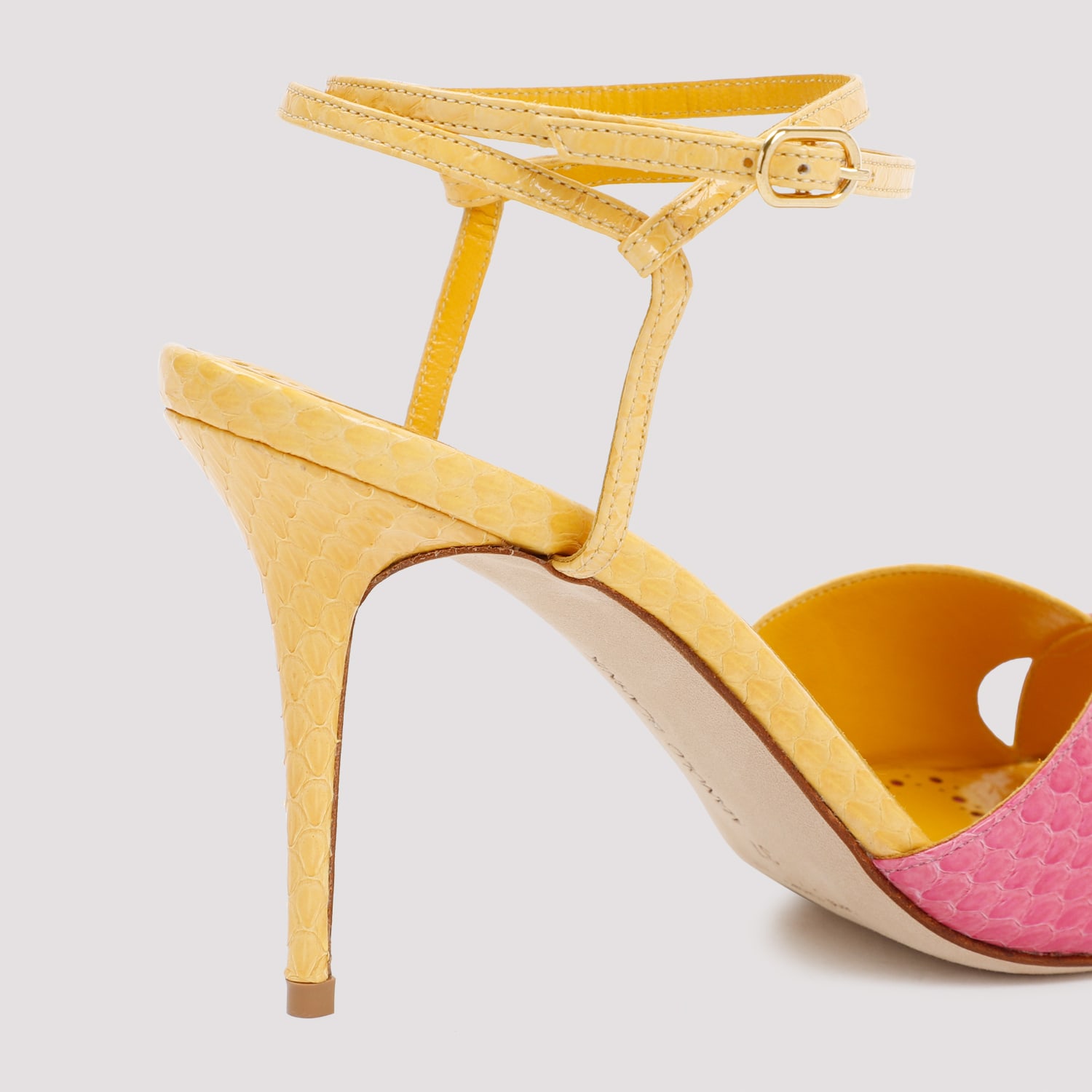 Shop Manolo Blahnik Mumbi Sandal In Yellow