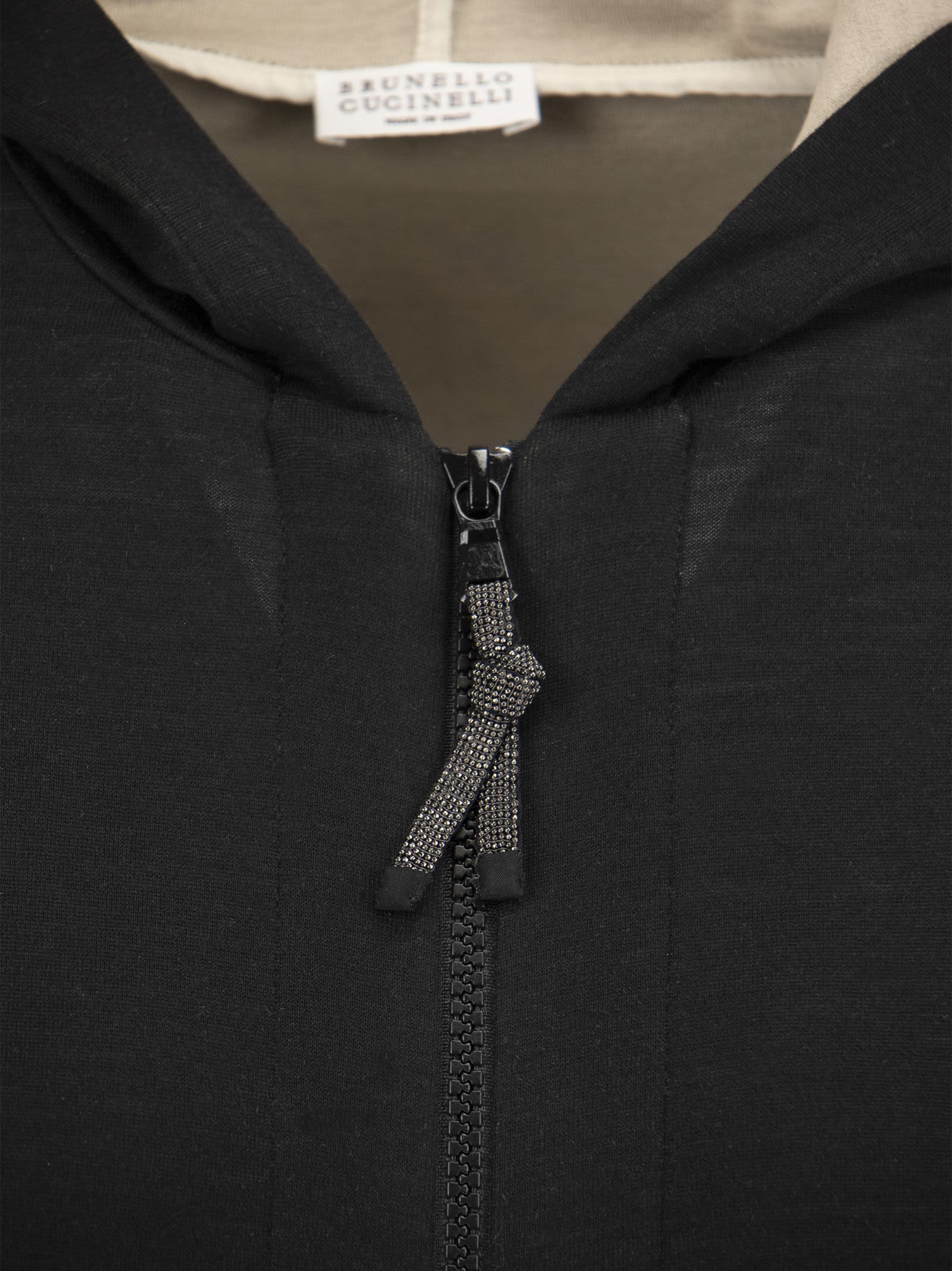 Brunello Cucinelli Women Cotton-silk Sweatshirt Topwear With Jewellery In Black