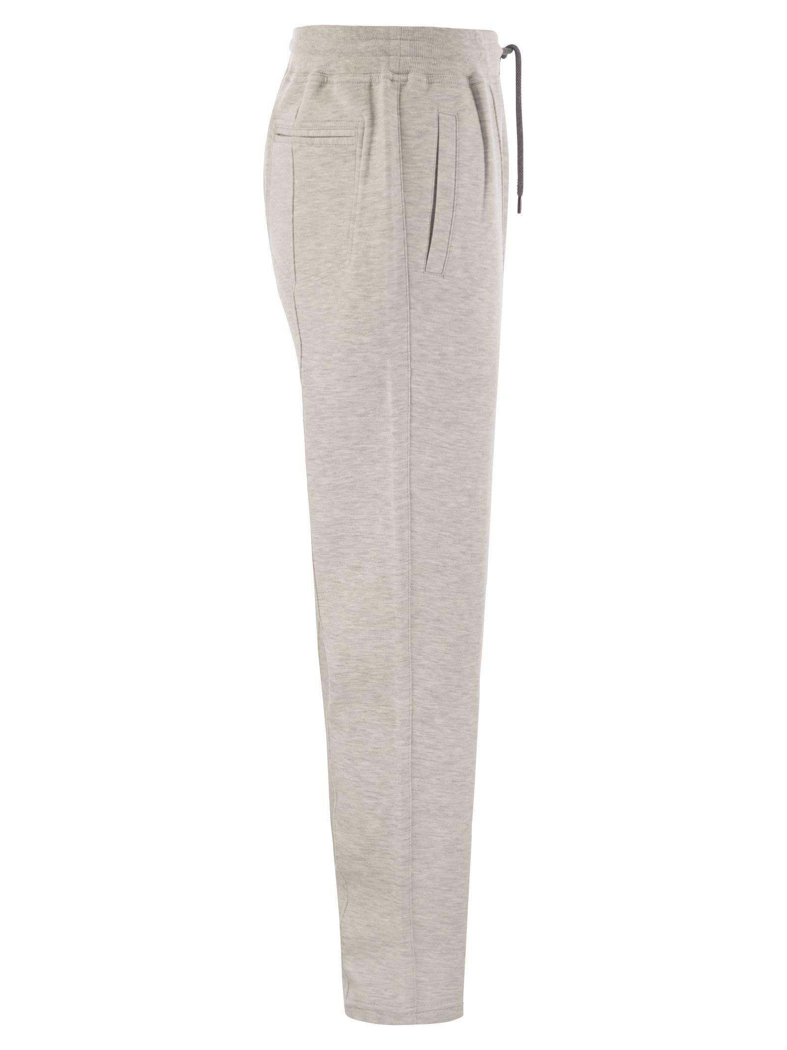 Brunello Cucinelli Pearl Grey Cotton Fleece Trousers In Light Grey