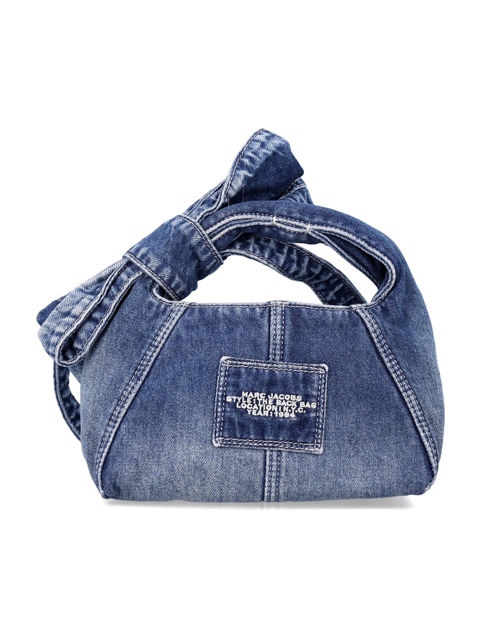 Marc Jacobs The Bow Denim Mini Sack Bag In Blue