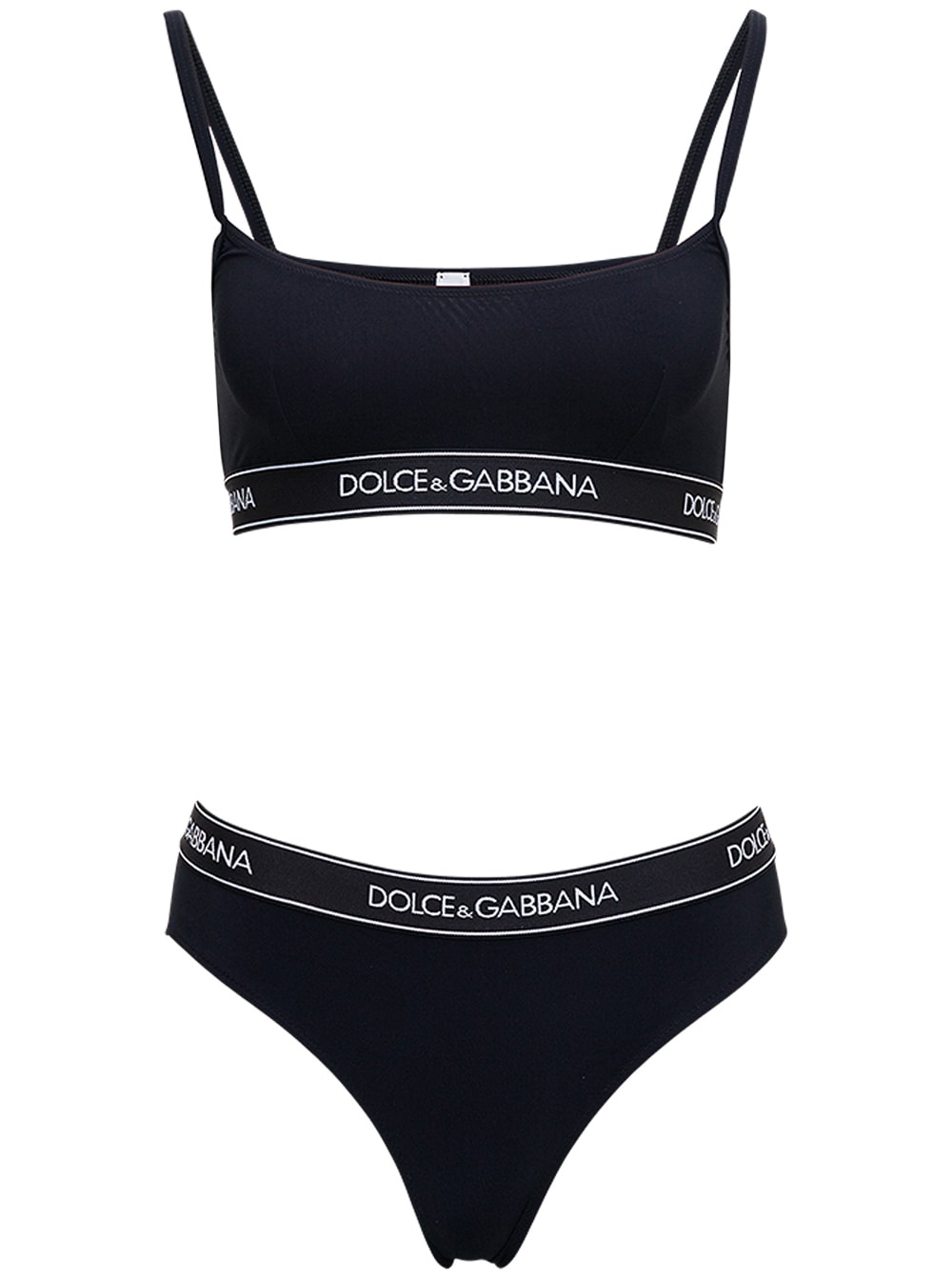 Dolce & Gabbana Black Bikini With Logoed Elastic Band