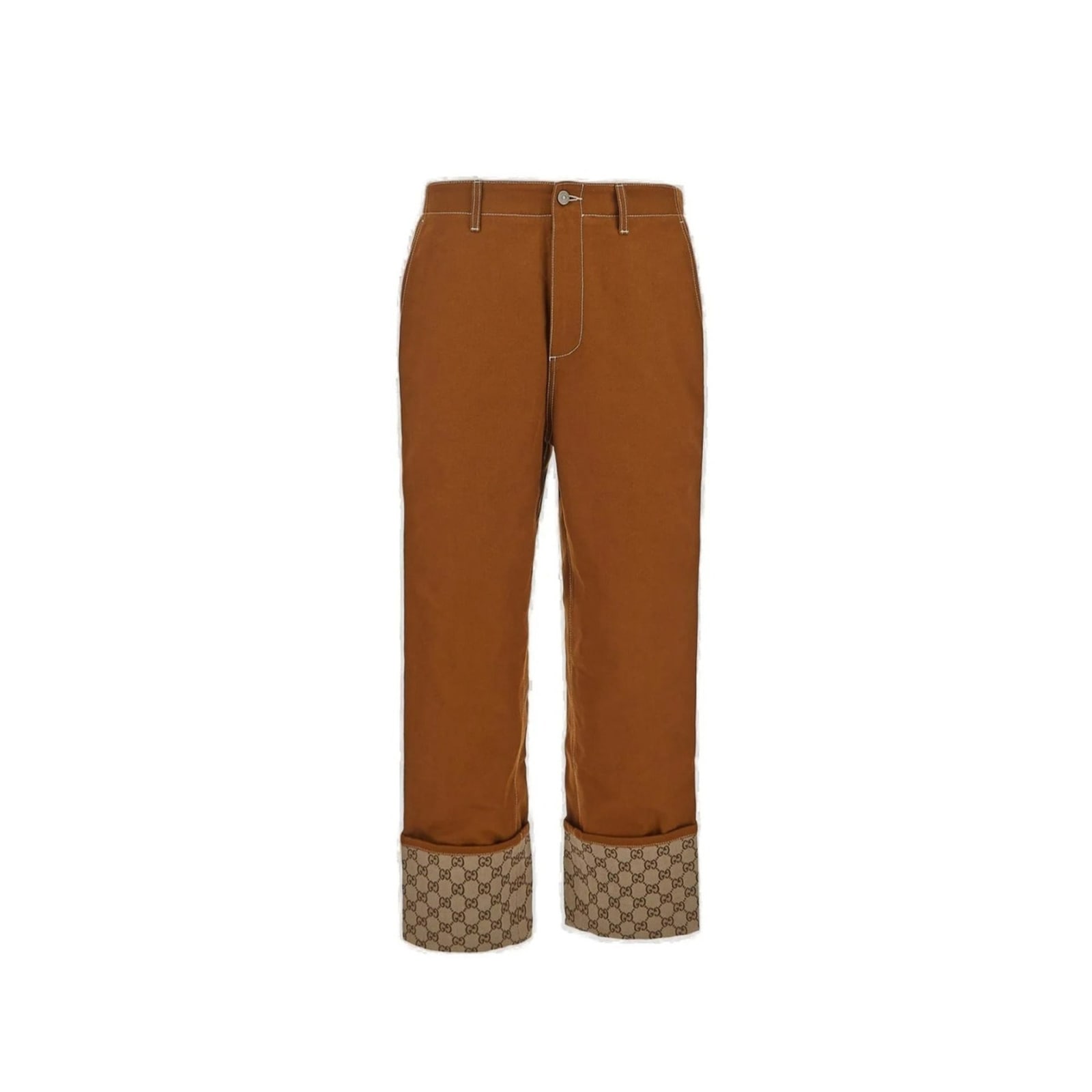 Shop Gucci Gg Cotton Pants In Brown