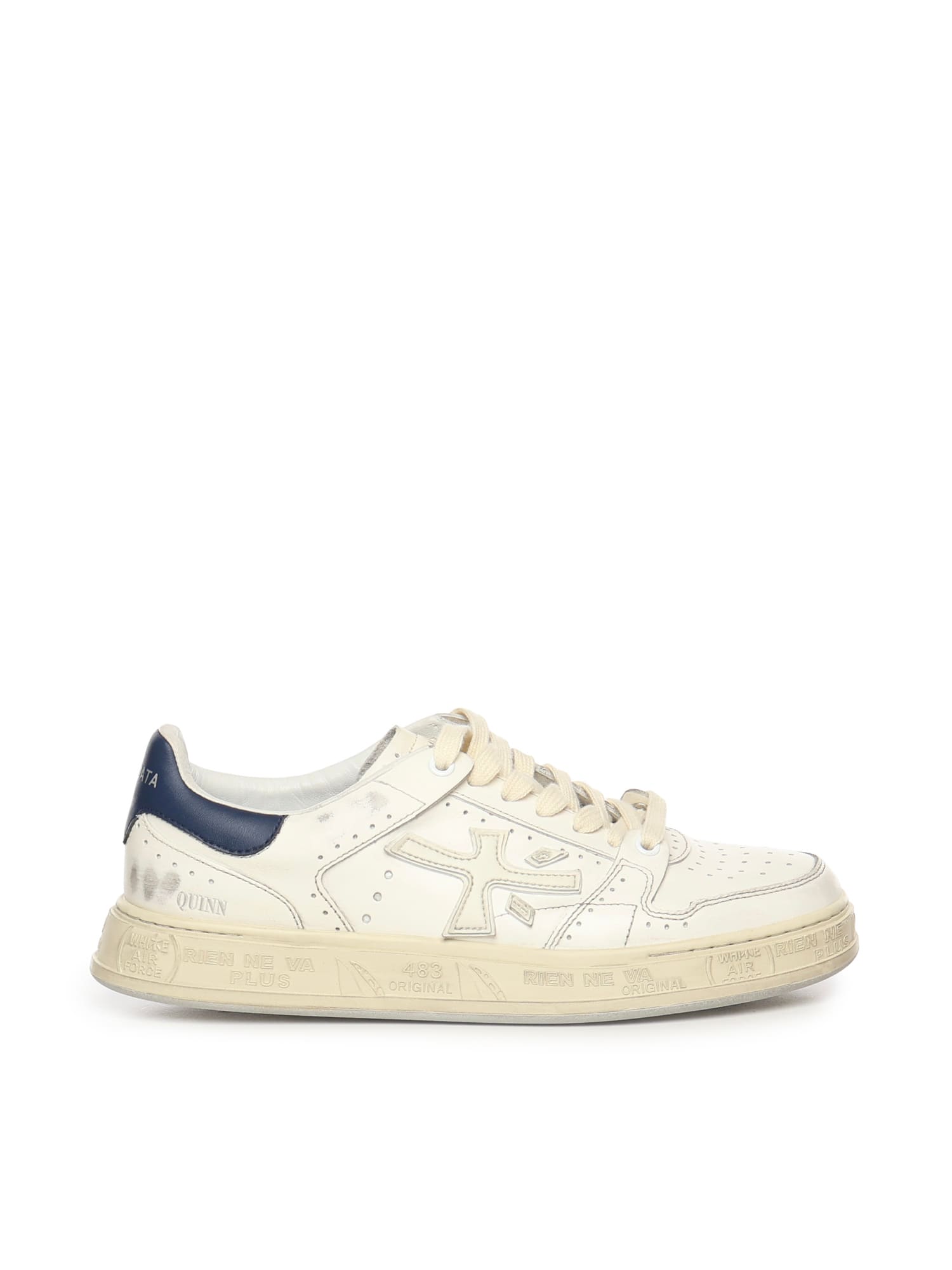 Premiata Low Top Sneakers Featuring Perforated Design In White