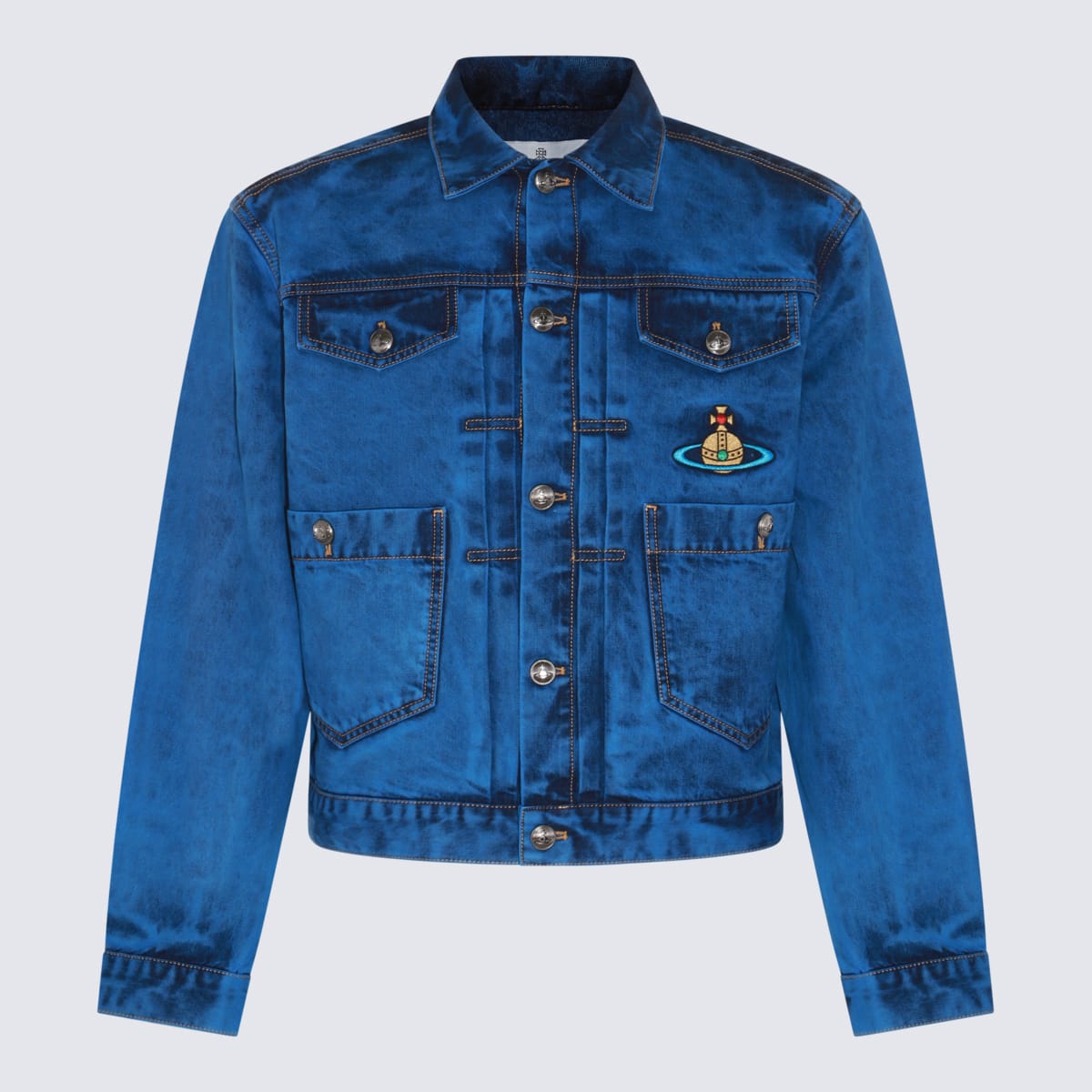 Blue Cotton Blend Denim Jacket