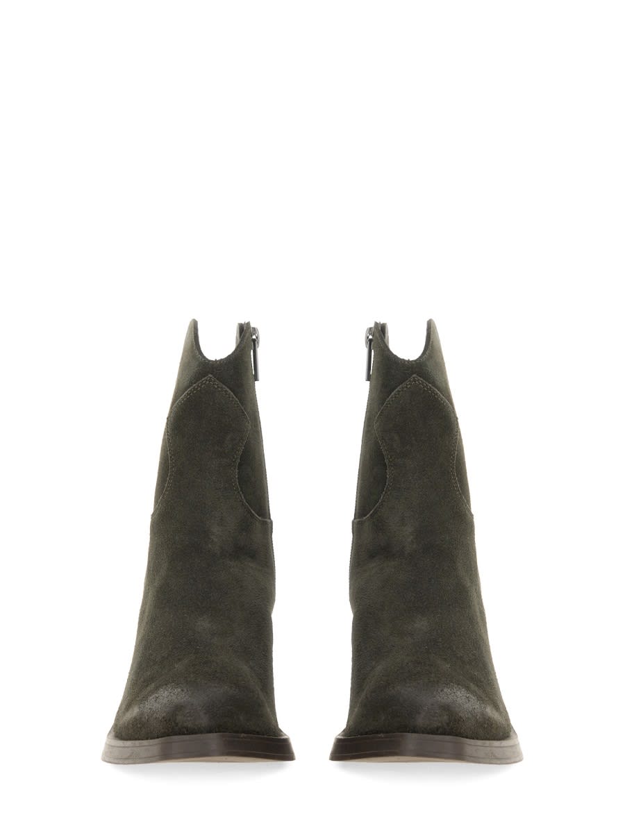 Ash Judy Texan Ankle Boots In Grey Suede In Military Green