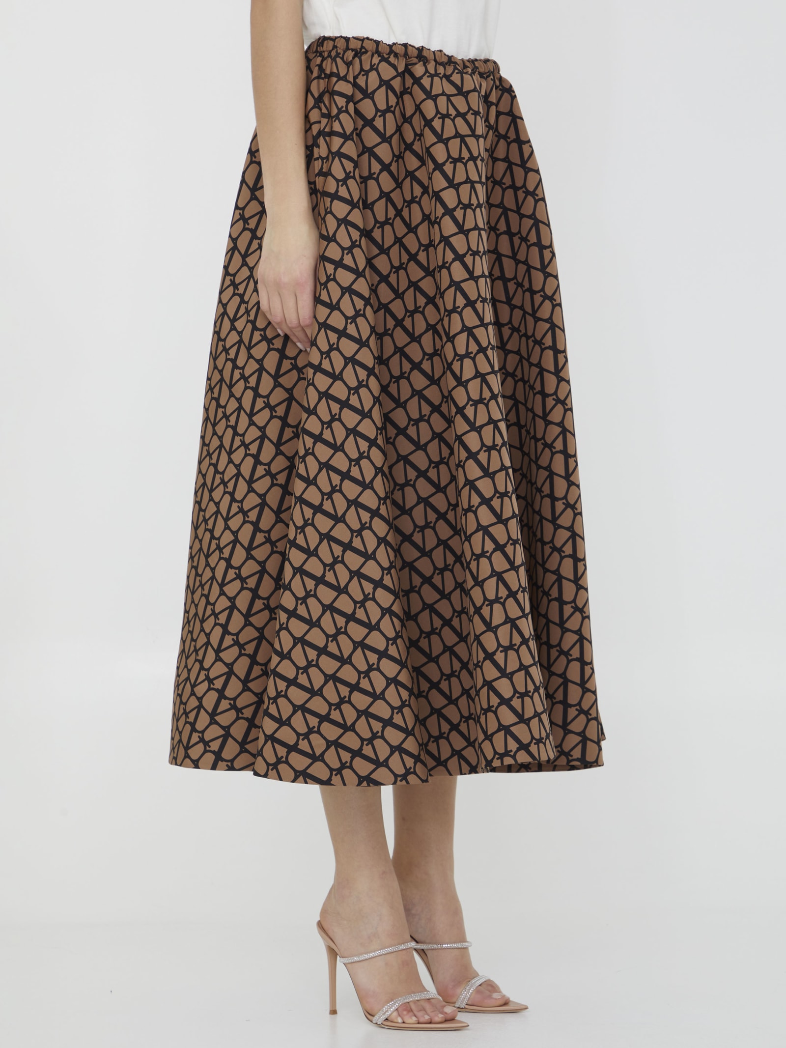Shop Valentino Toile Iconographe Skirt In Camel