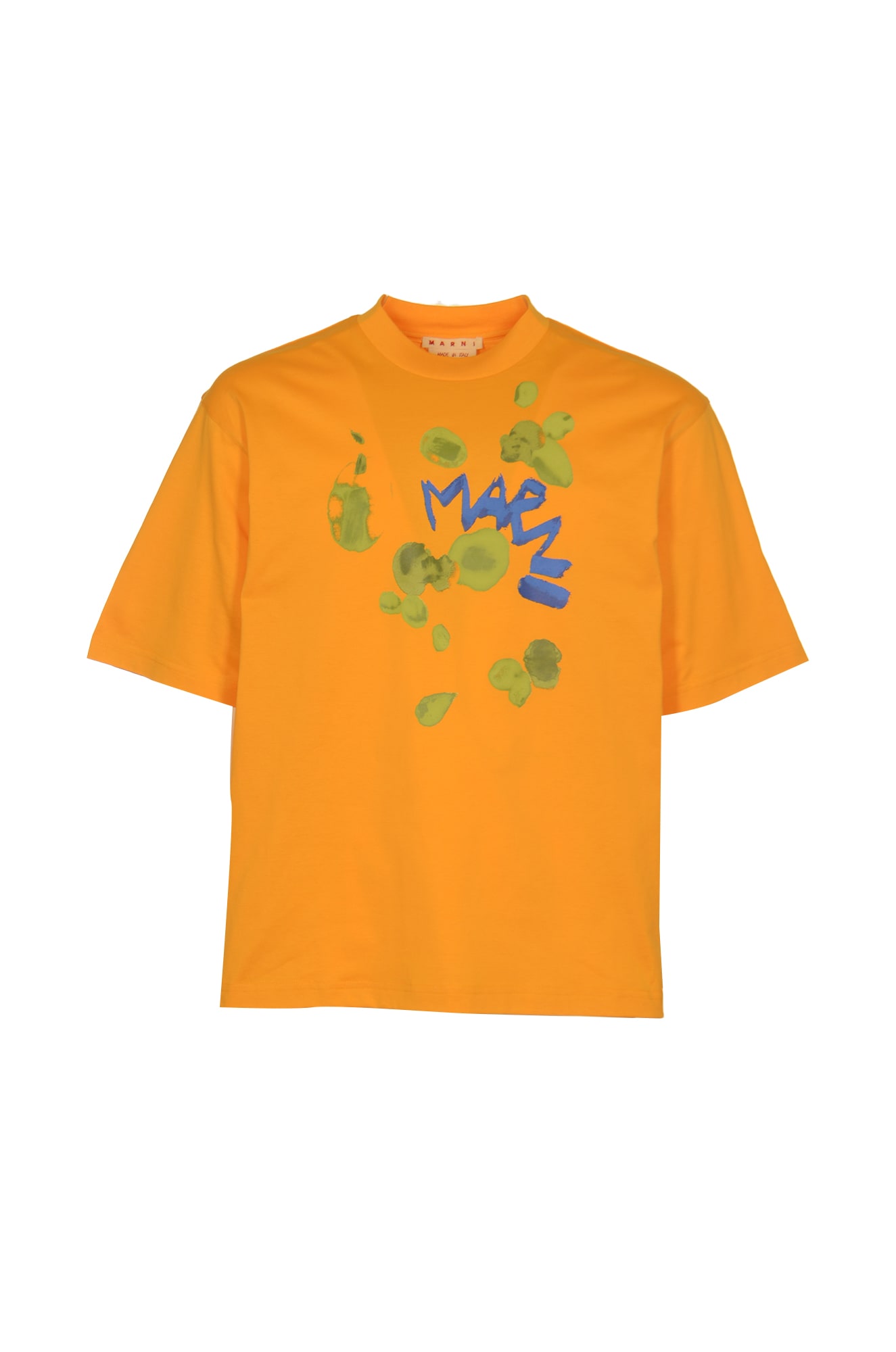 Shop Marni Printed Cropped T-shirt In Light Orange