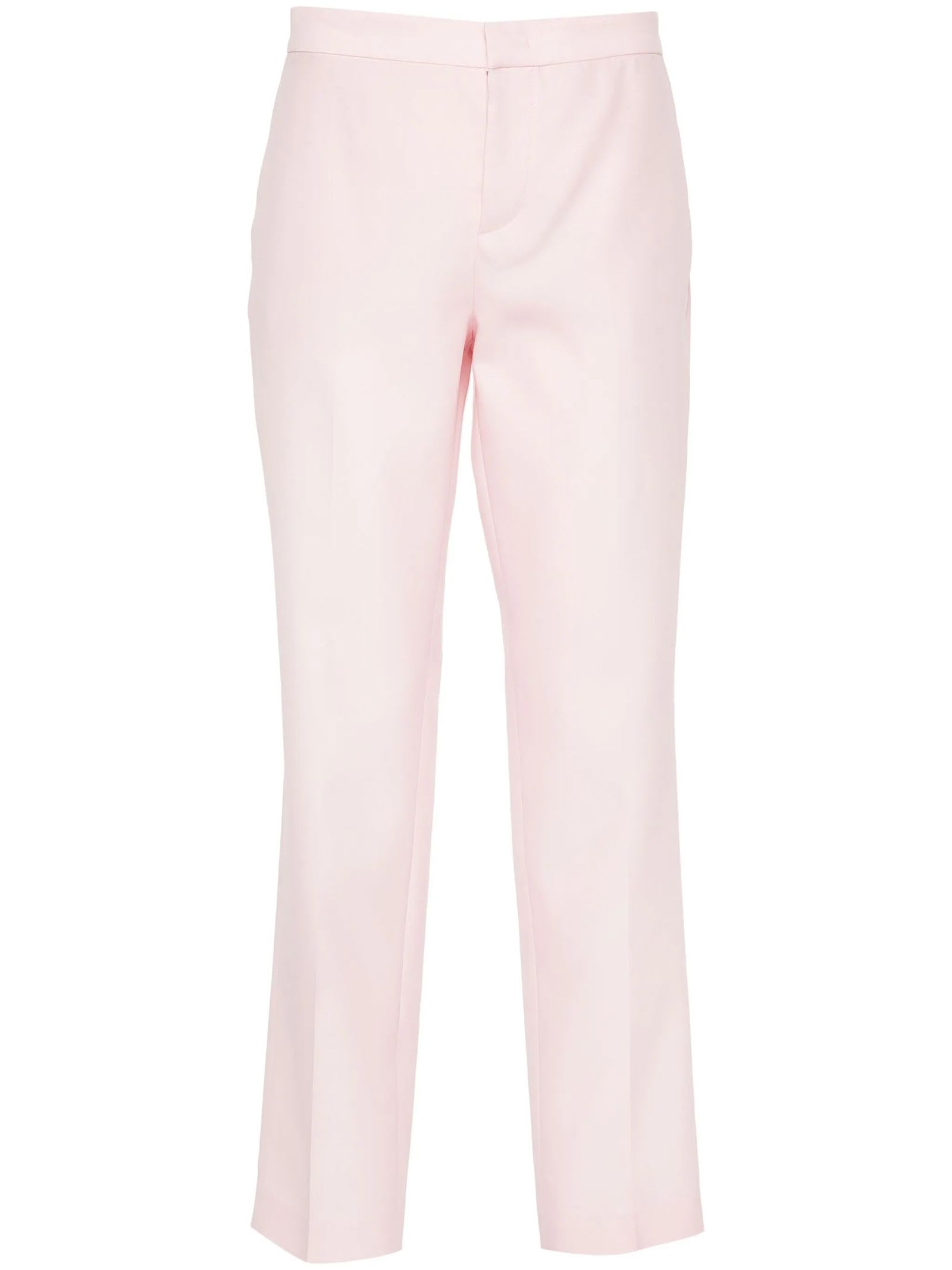 Shop Fabiana Filippi Light Pink Virgin Wool-silk Blend Trousers