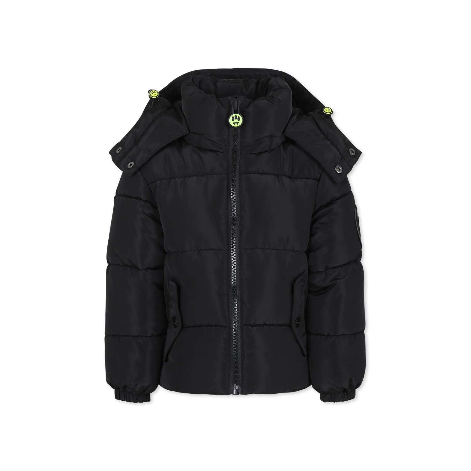 Barrow Black Down Jacket For Kids With Smiley In Black
