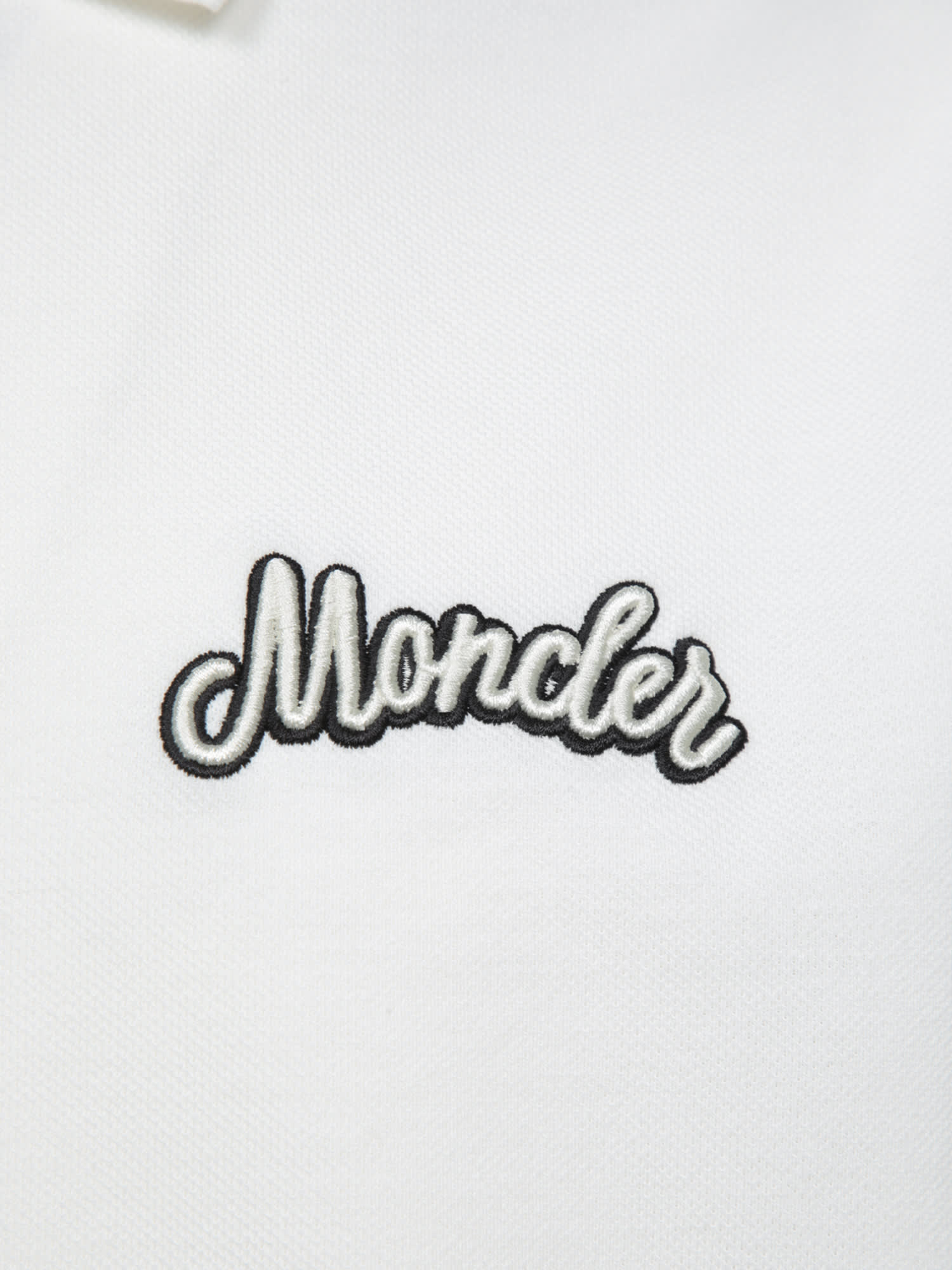 Moncler Cotton Piquet Polo With Logo In White