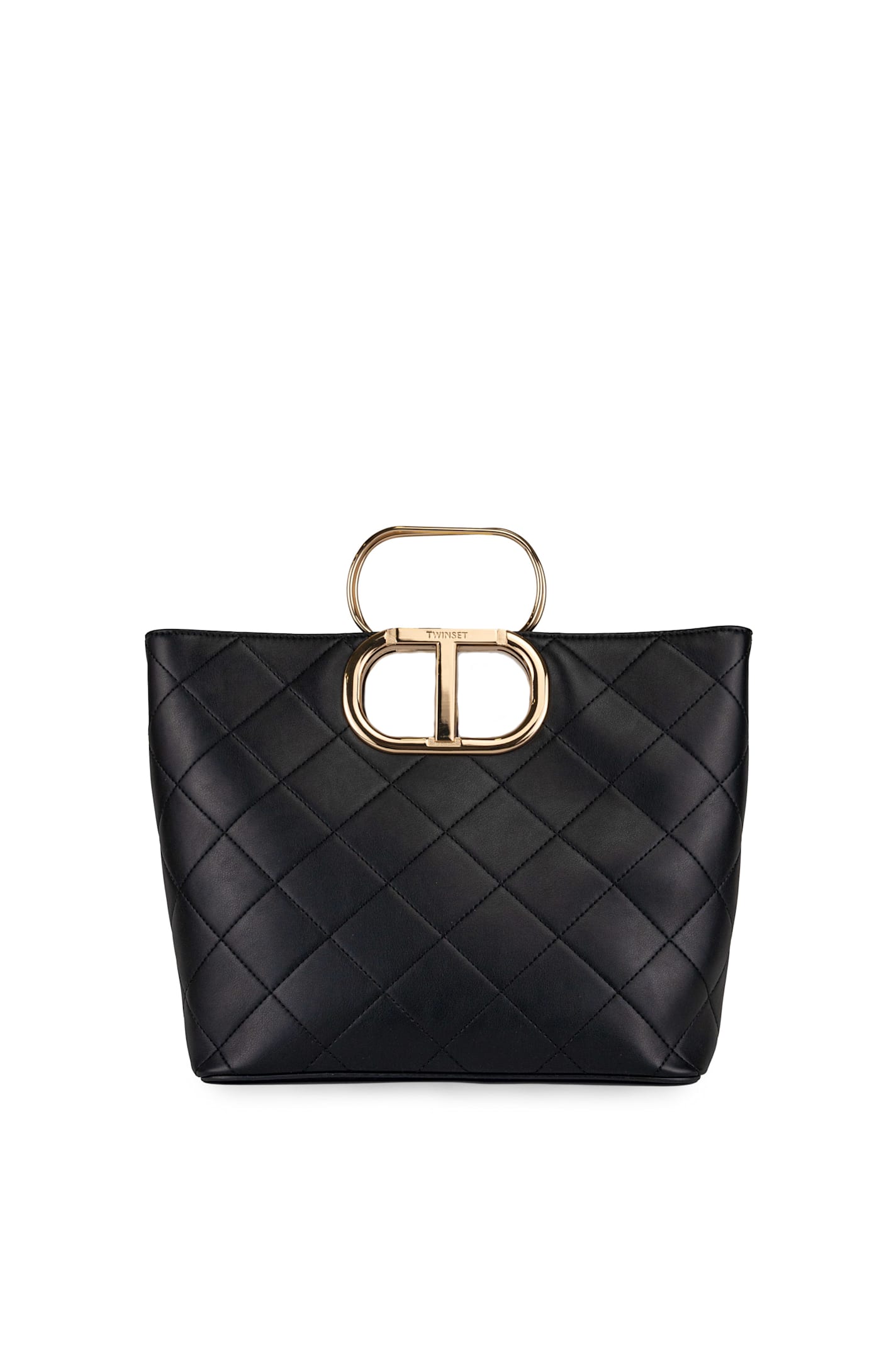 Black Quilted Effect lila Shopper Bag