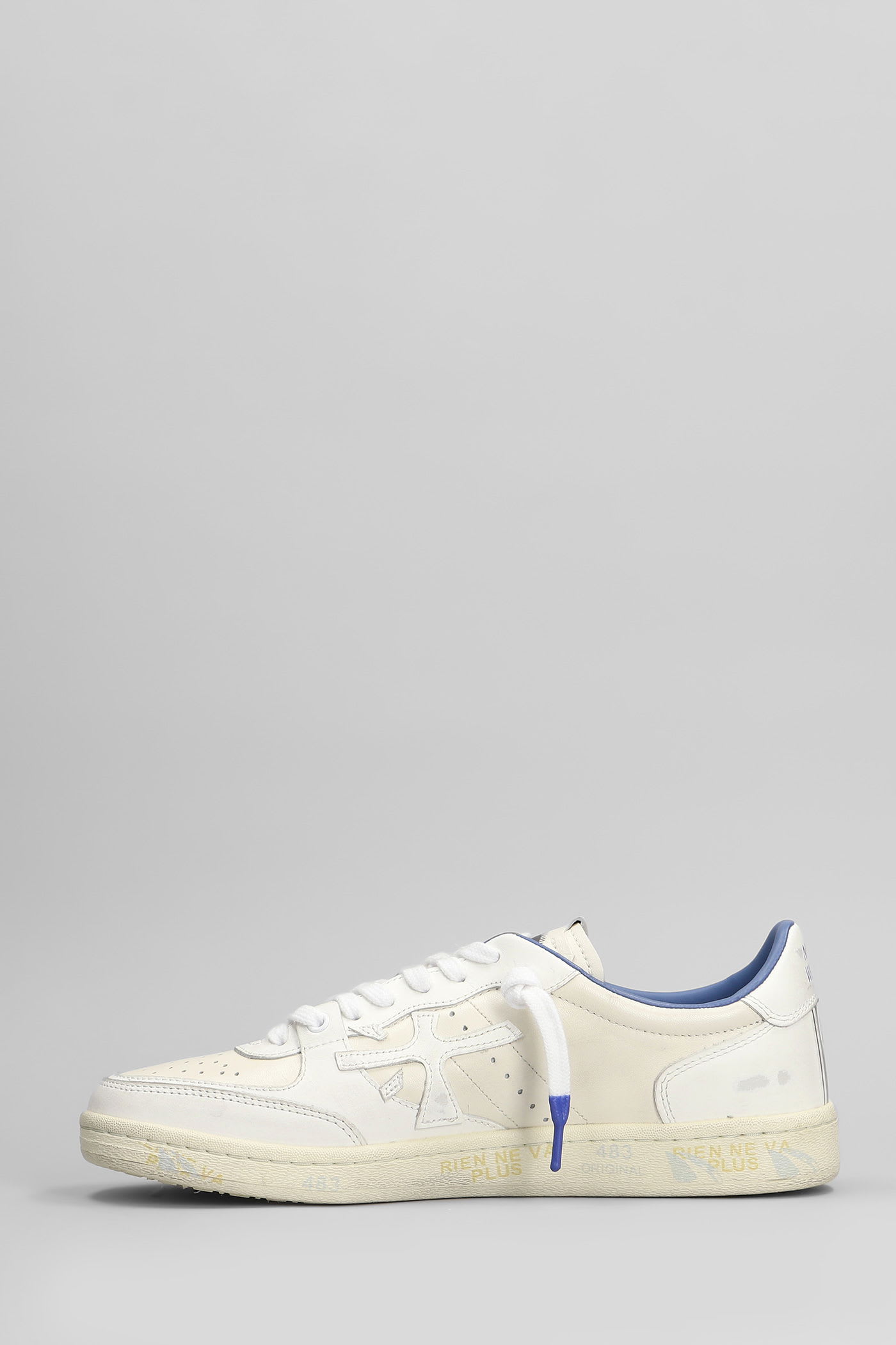 Premiata Bskt Clay Sneakers In Beige Leather In White