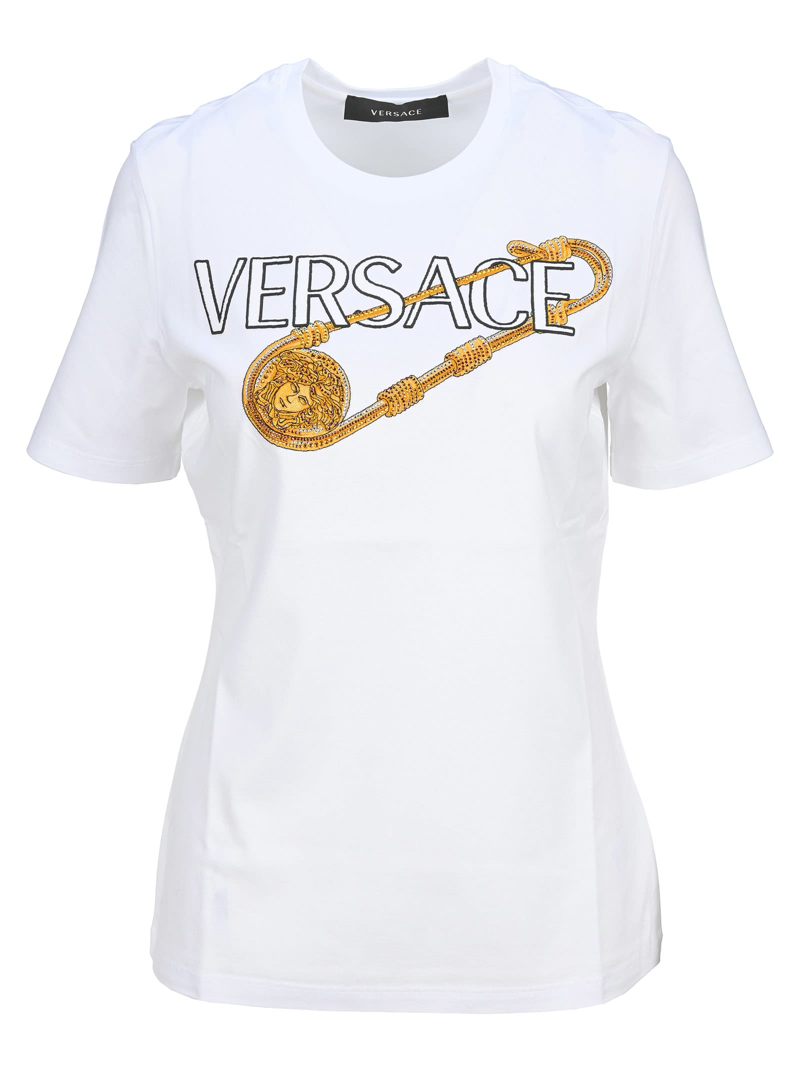 Versace Safety Pin Emnbroidered T-shirt