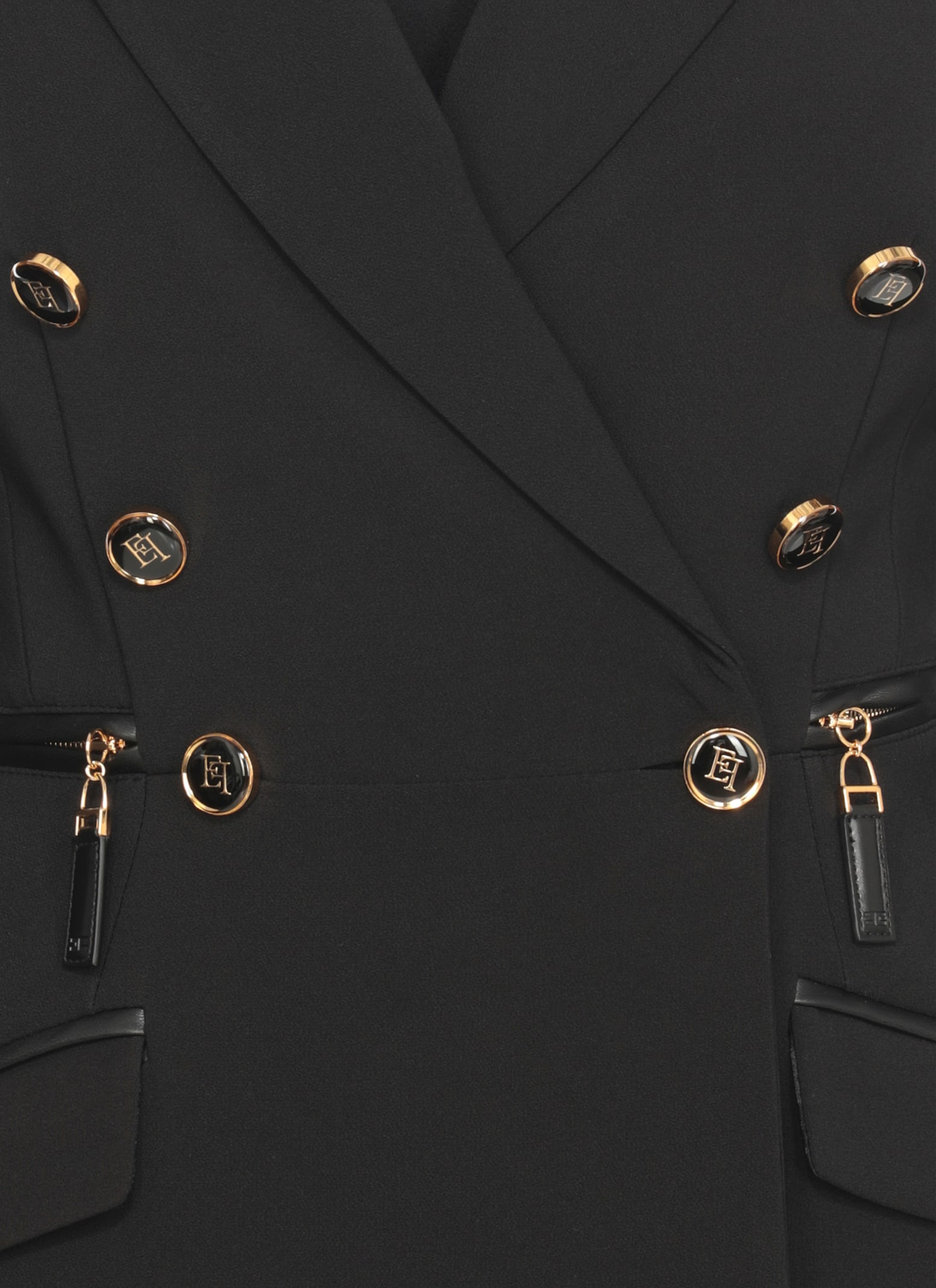 Elisabetta Franchi Crepe Double-breasted Blazer In Black