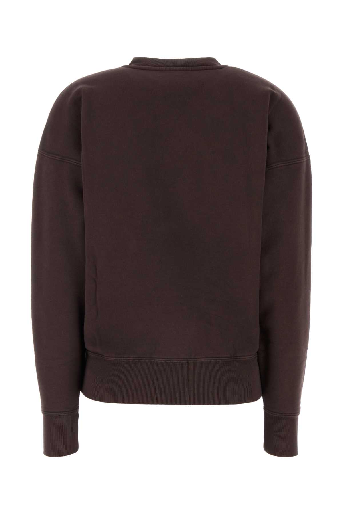 Saint Laurent Chocolate Cotton Oversize Sweatshirt In Taupaglace
