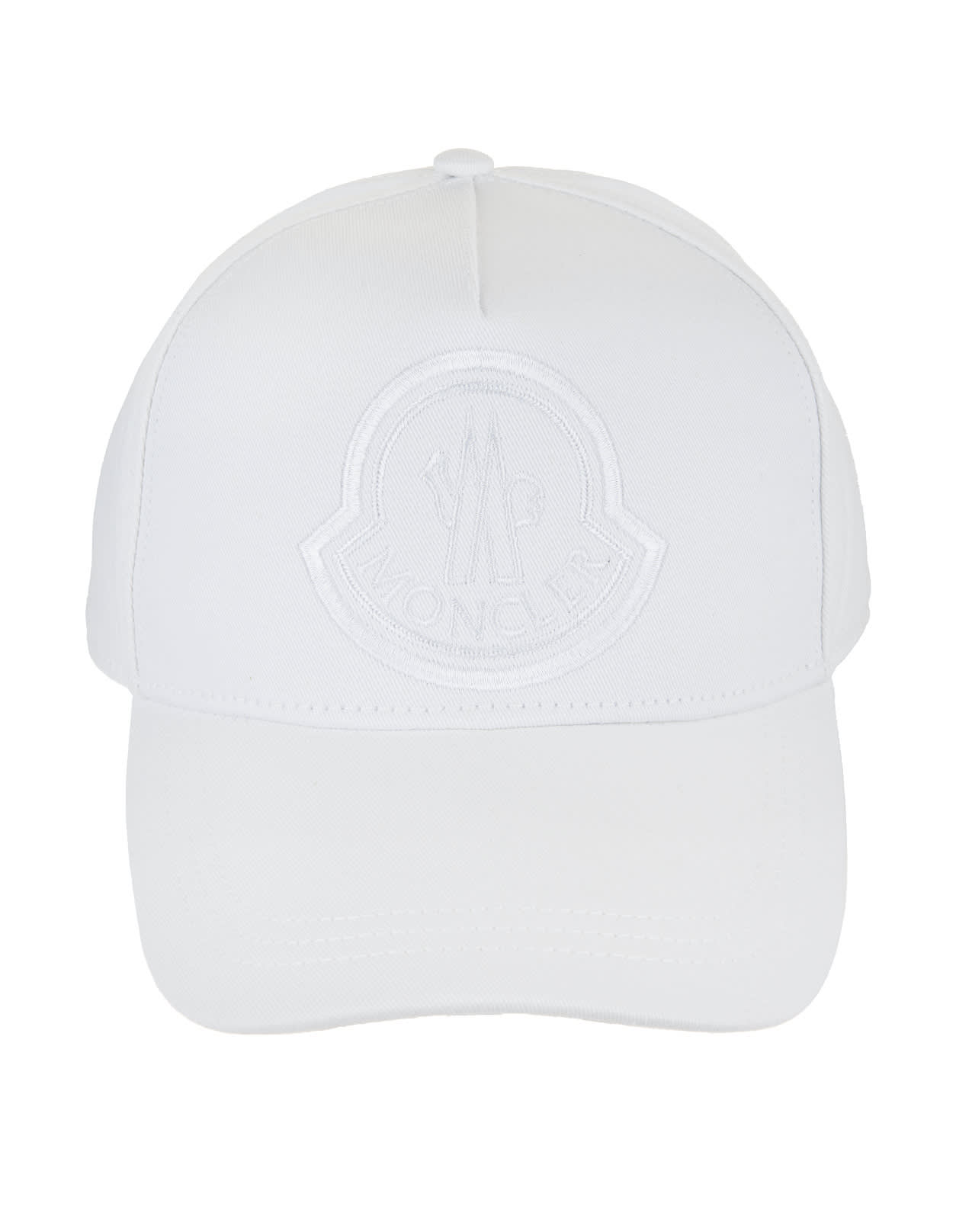 MONCLER WHITE COTTON EMBROIDERED-LOGO BASEBALL CAP,11844817