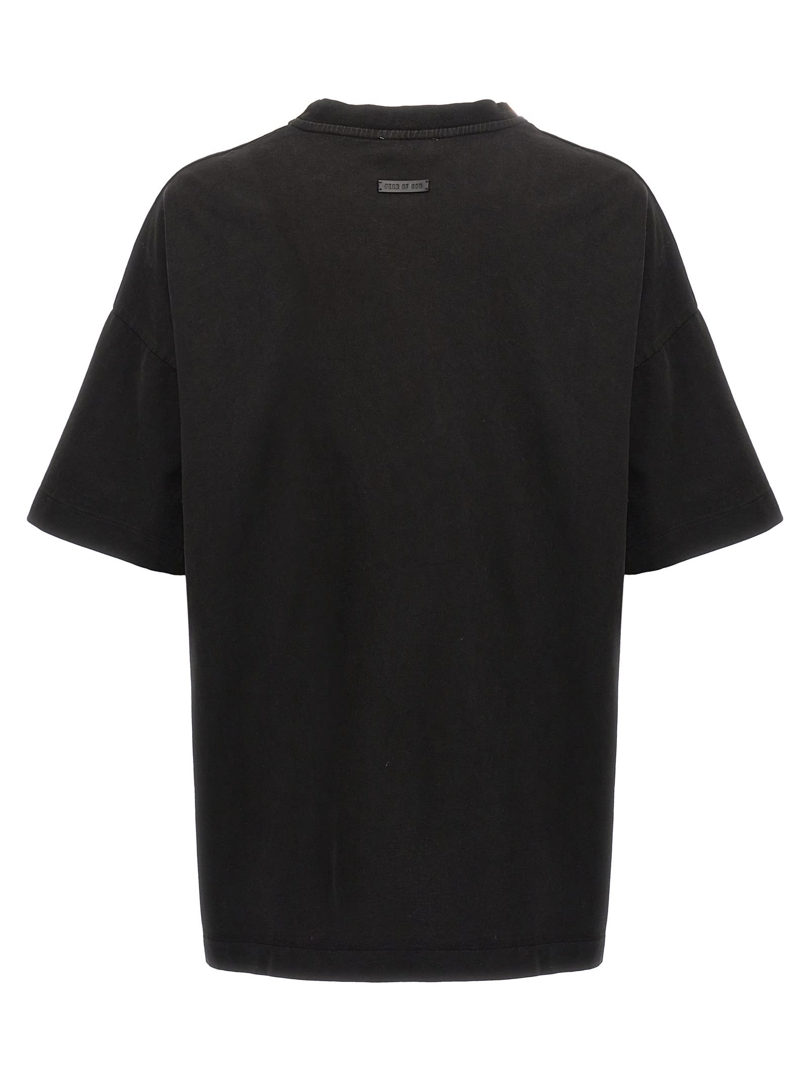 Shop Fear Of God Logo Print T-shirt In Black