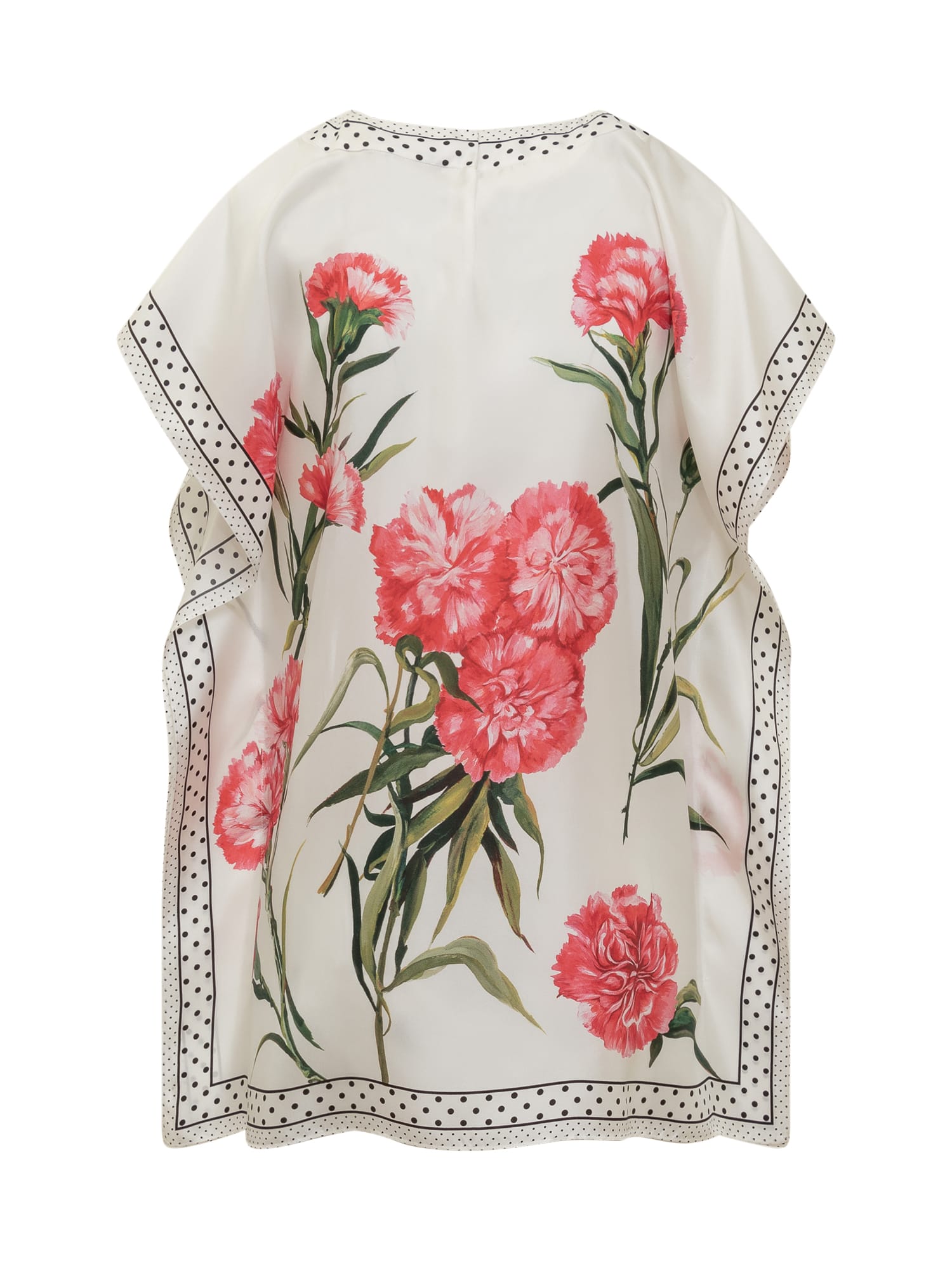 Dolce & Gabbana Floral-print Bordered Silk Top In Garofani New F.bco