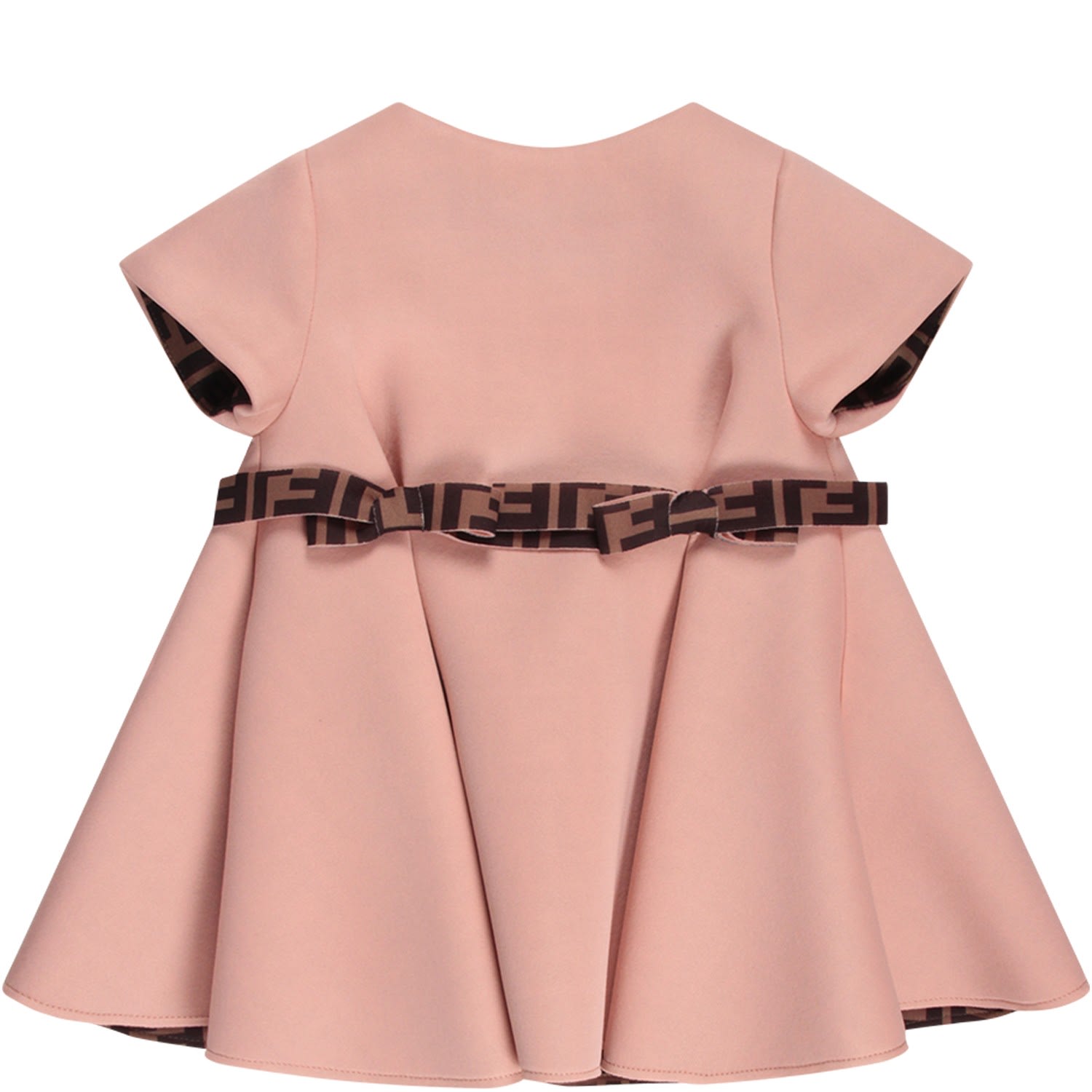 Fendi Pink Dress With Ff For Baby Girl | ModeSens
