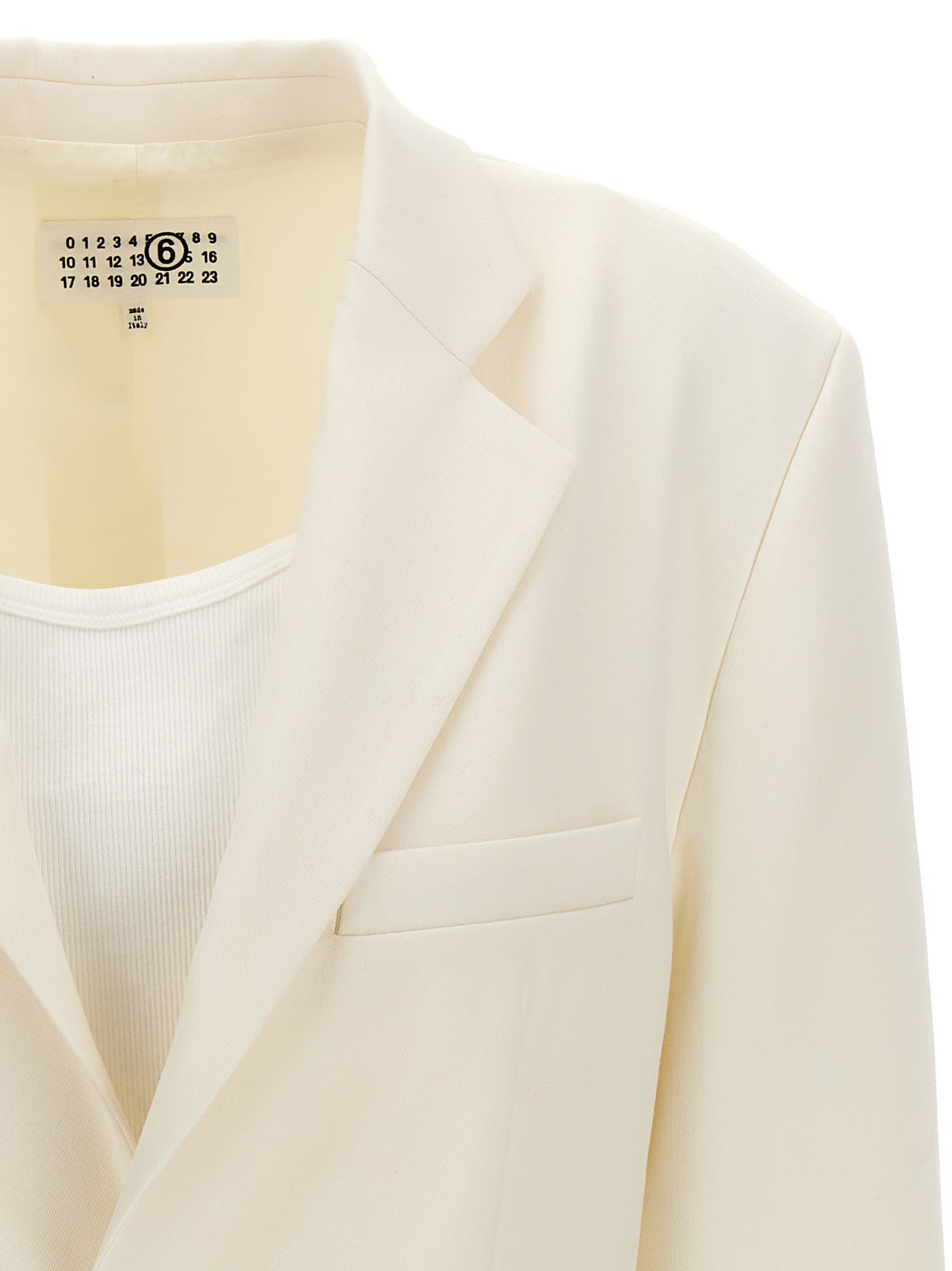 Shop Mm6 Maison Margiela Single-breasted Blazer With Top Insert In White