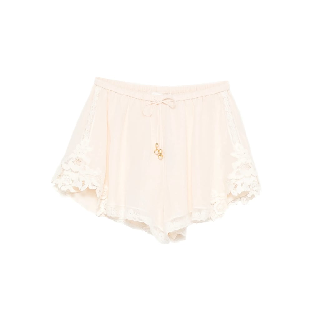 Zimmermann Lace-trim Shorts In Neutral