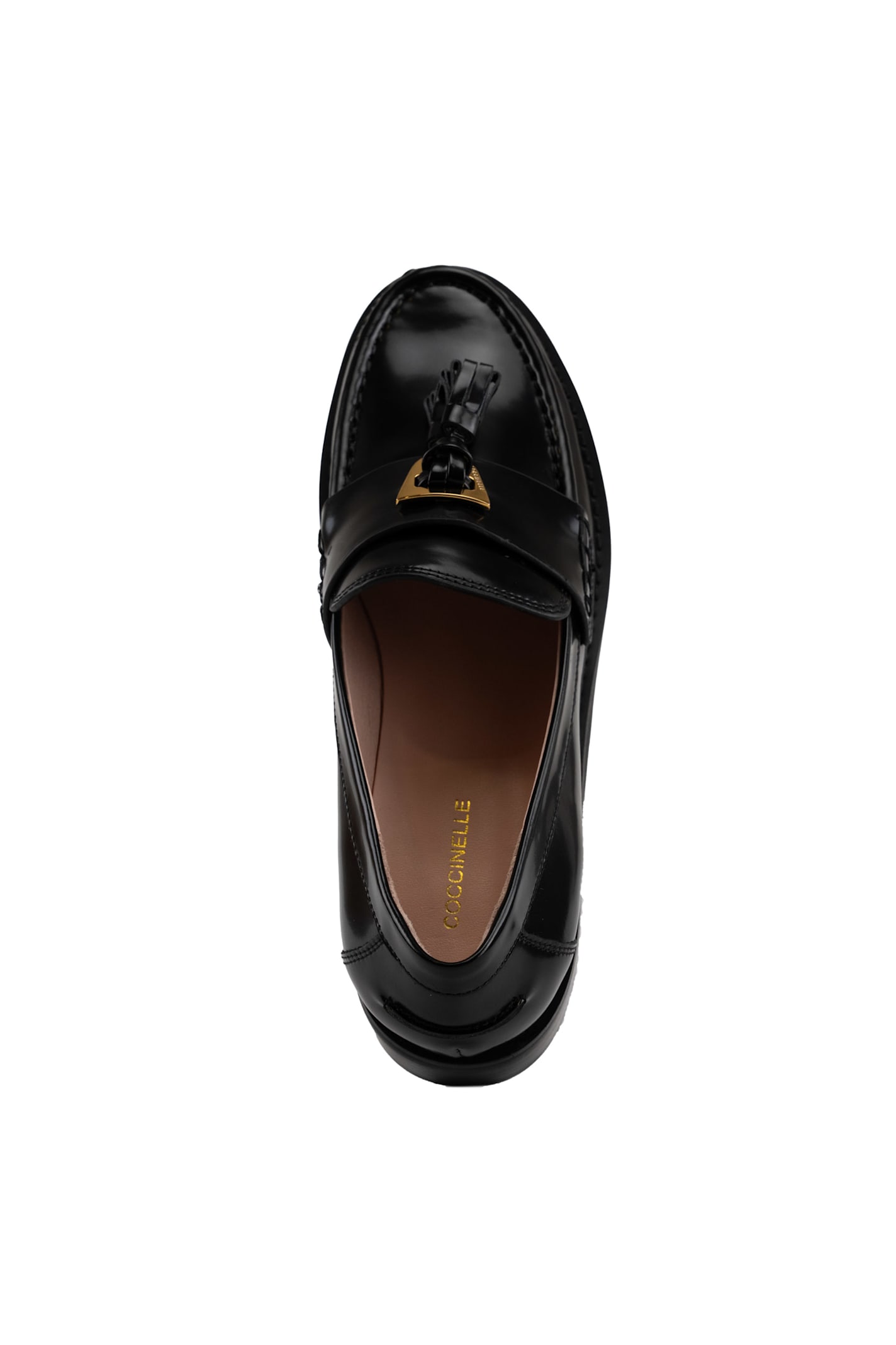 Shop Coccinelle Beat Shiny Leather Loafers In Noir