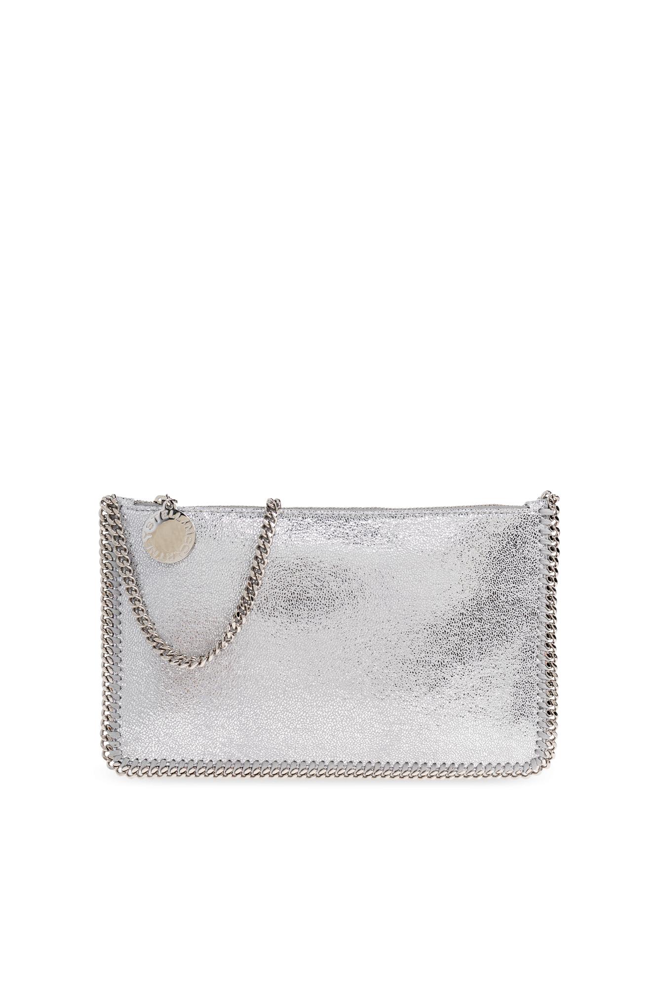 Stella Mccartney Chain Strap Rectangular Clutch Bag In Silver