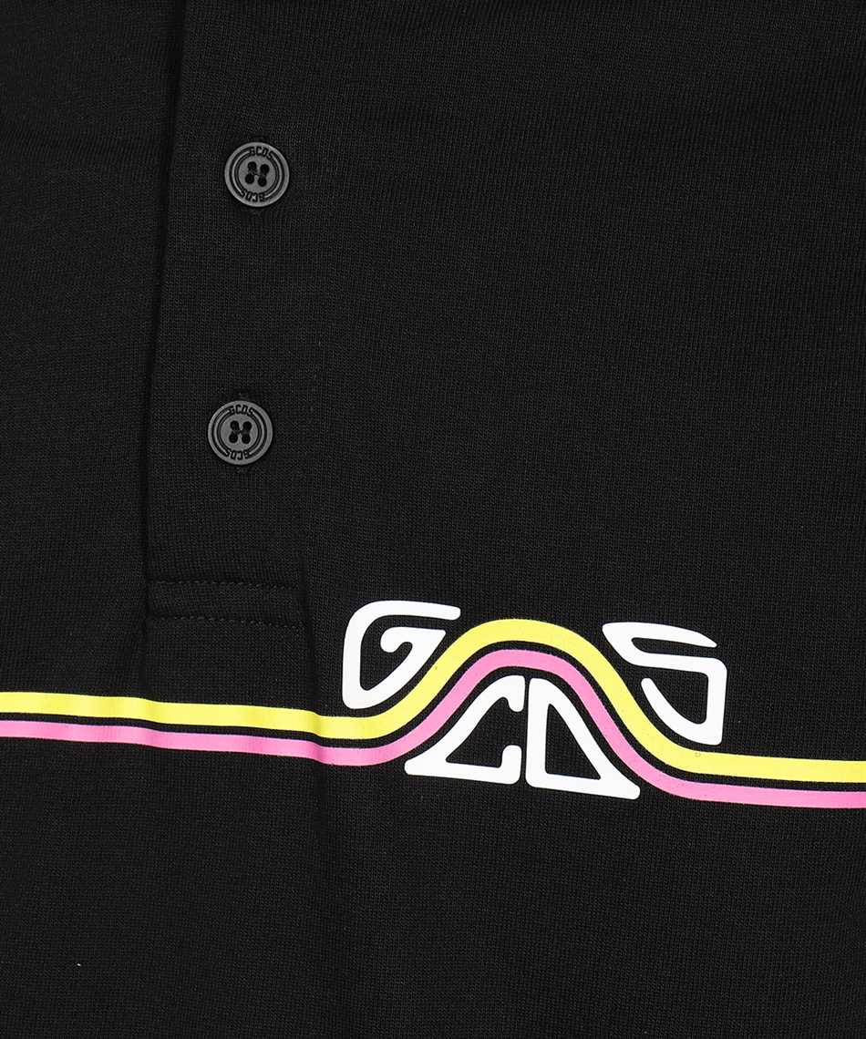 Gcds Waved Logo Print Polo Shirt In Black