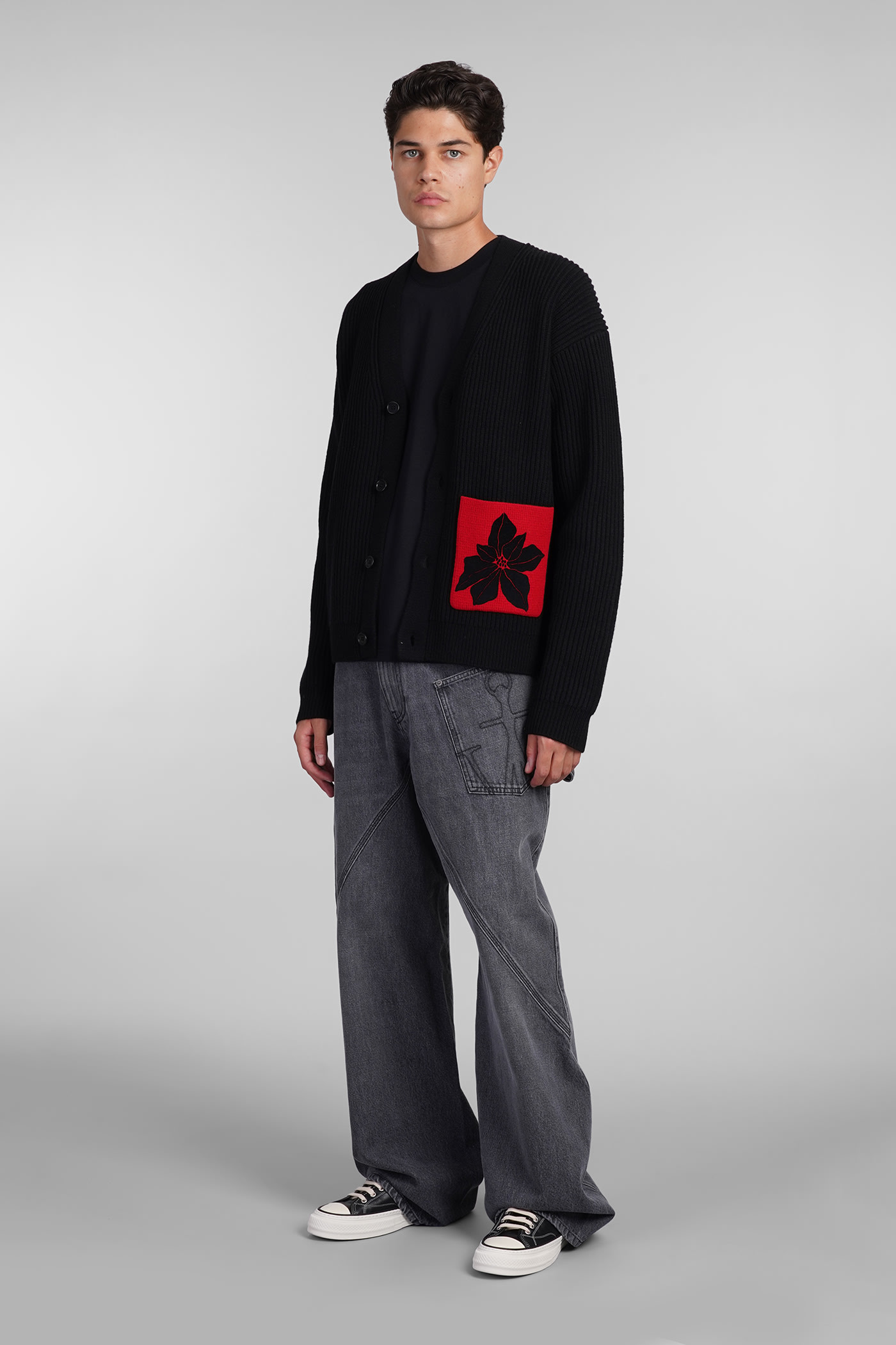 Shop Jw Anderson Cardigan In Black Wool