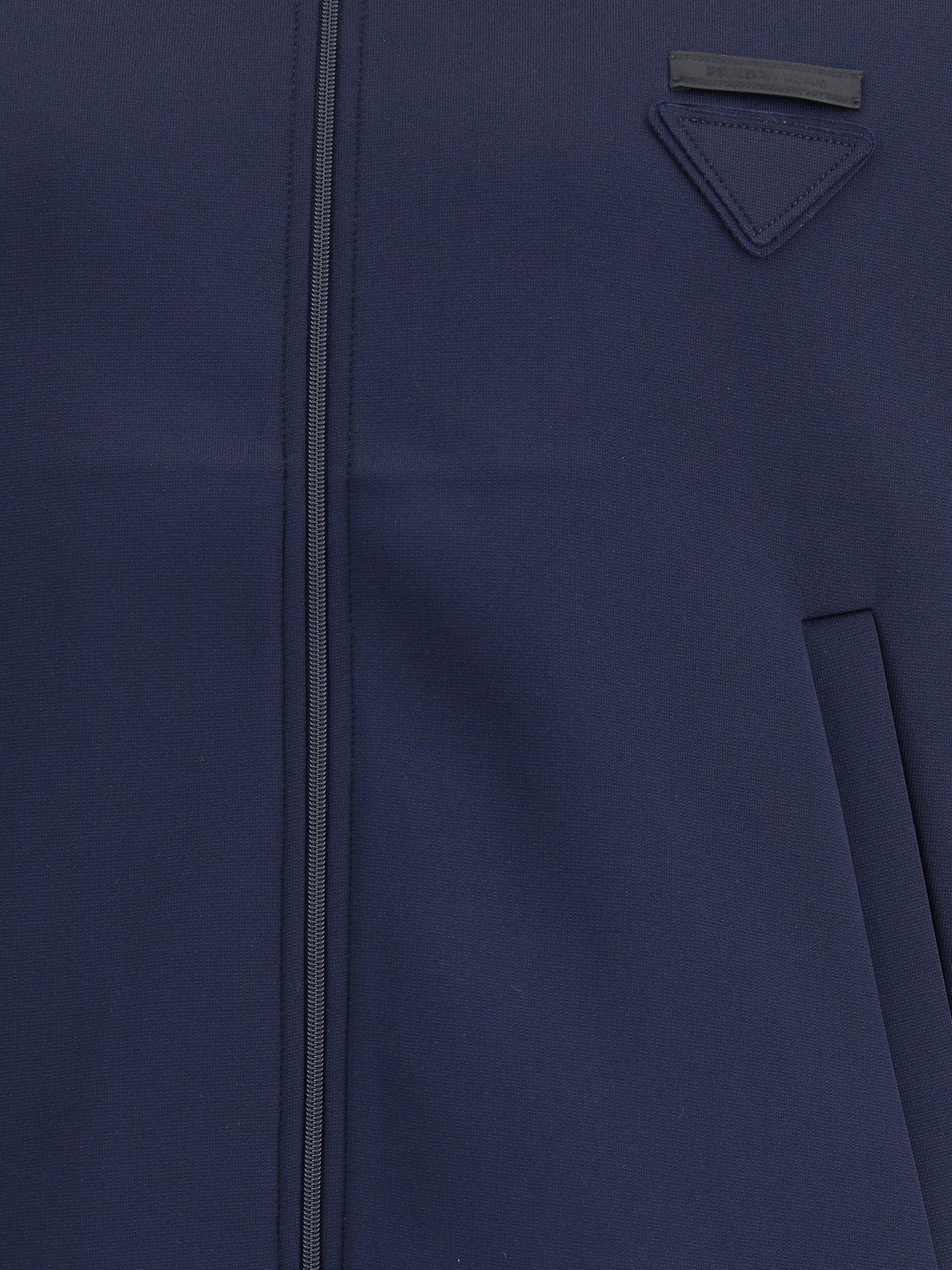 Prada Zippered Technical Fabric Jacket Clothing In Blue