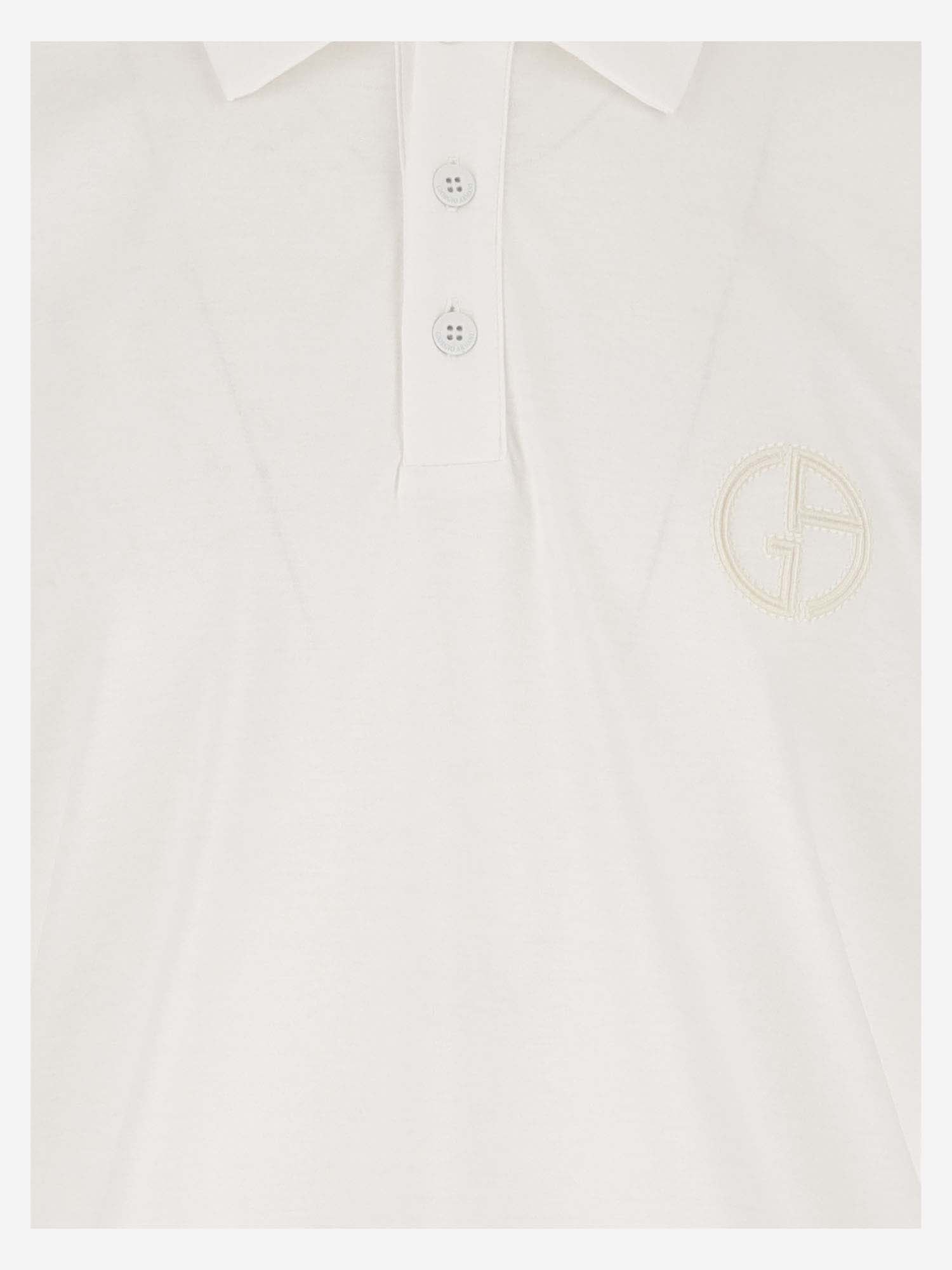 Shop Giorgio Armani Cotton Polo Shirt With Logo In White